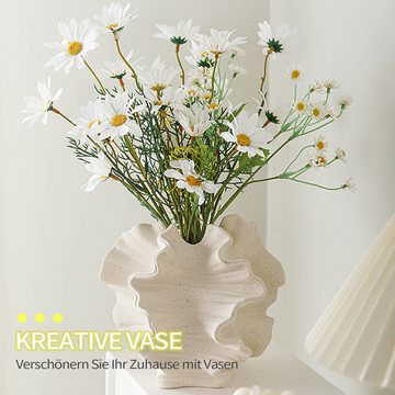 MAGICSHE Dekovase Dekorative Keramikvase Nordische Kunstvase, Vasendekoration aus Porzellan,Koralle-Optik