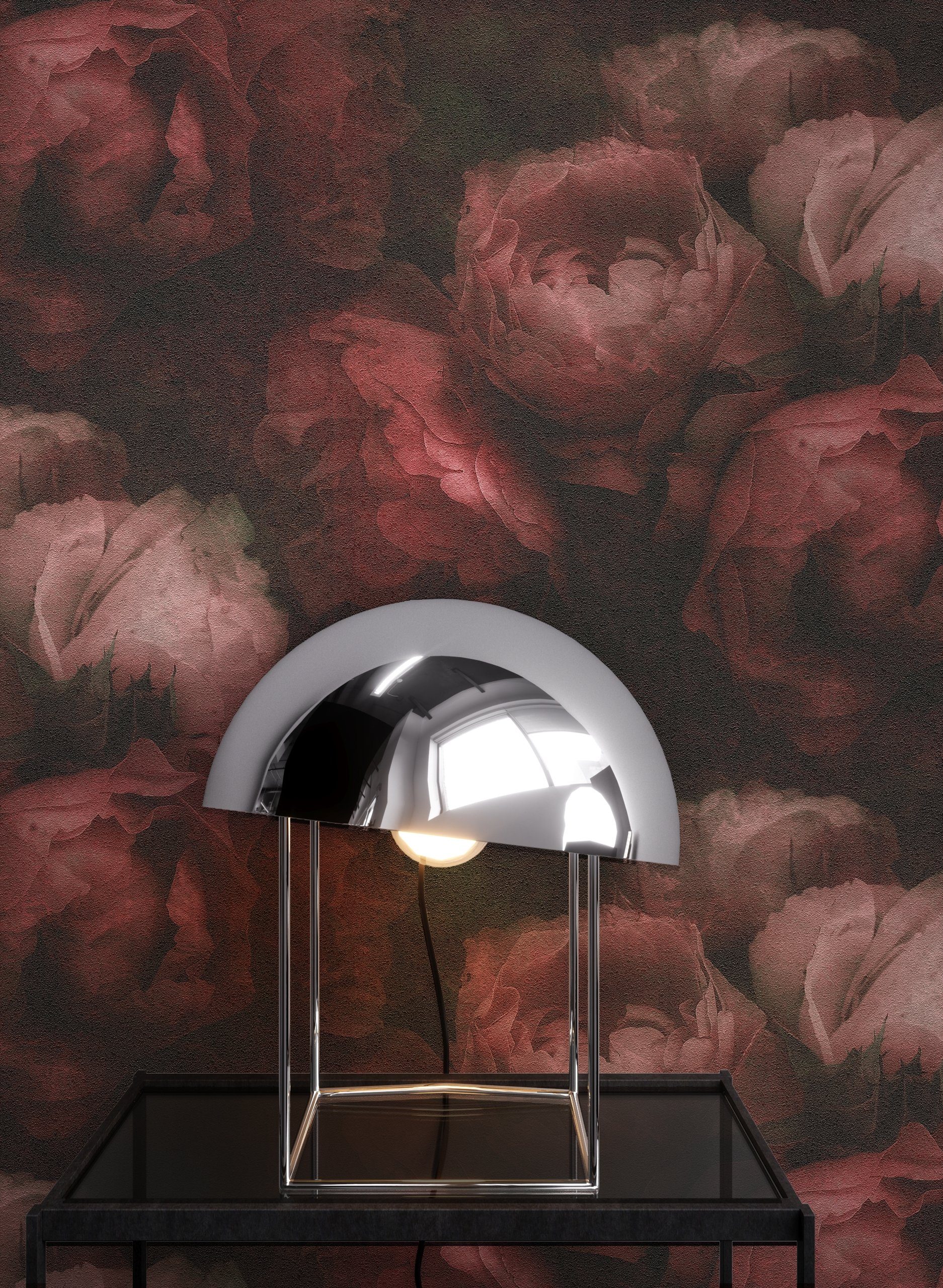 Newroom Vliestapete Muster1 Tapete Vintage Blumen,Rosen,Blätter, Rot Tapete günstig online kaufen