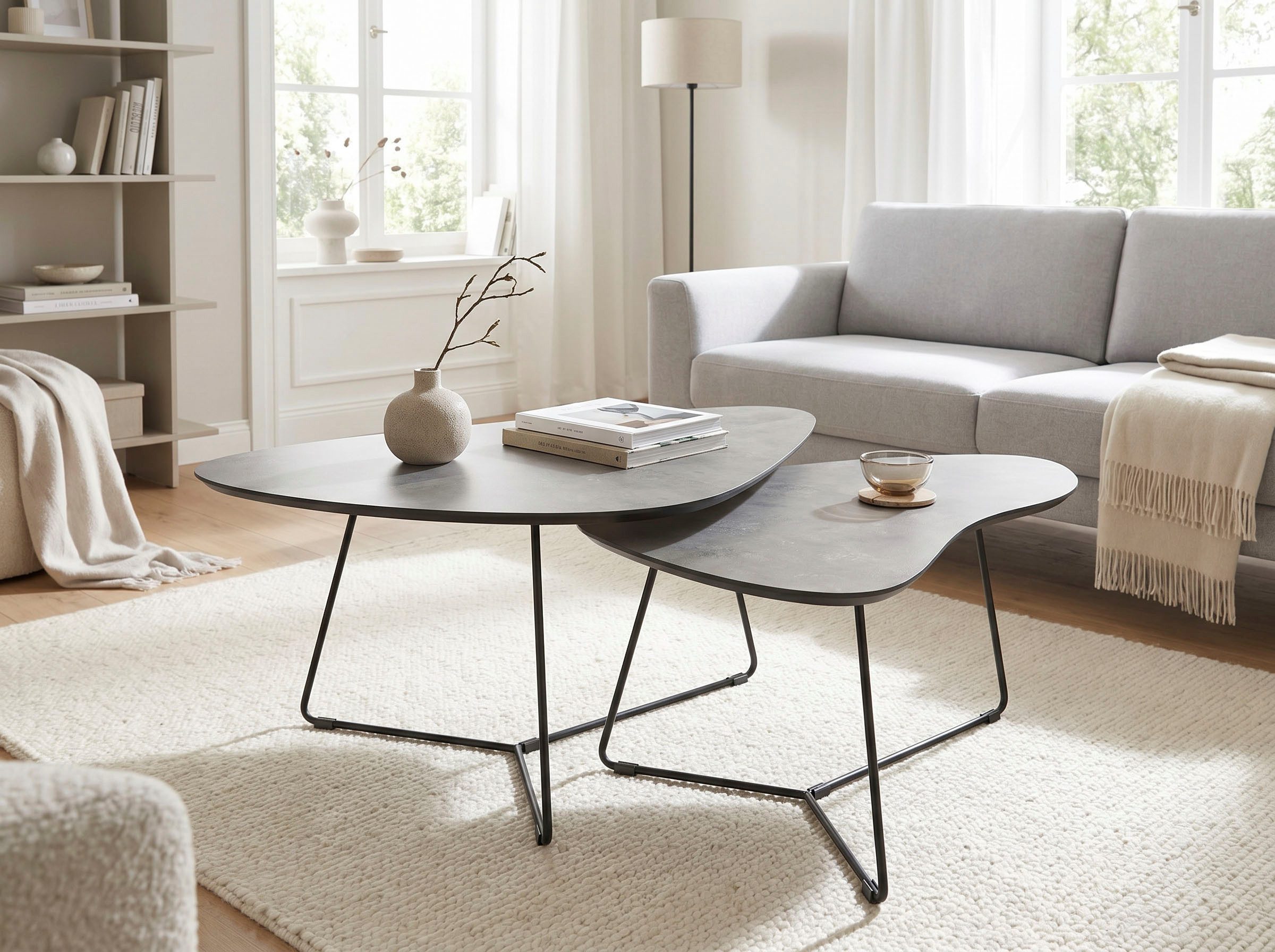 HELA Couchtisch PISA (Set, 2-St), 2er Set, Platten in Nierenform, gefräst, Schweizer Kante