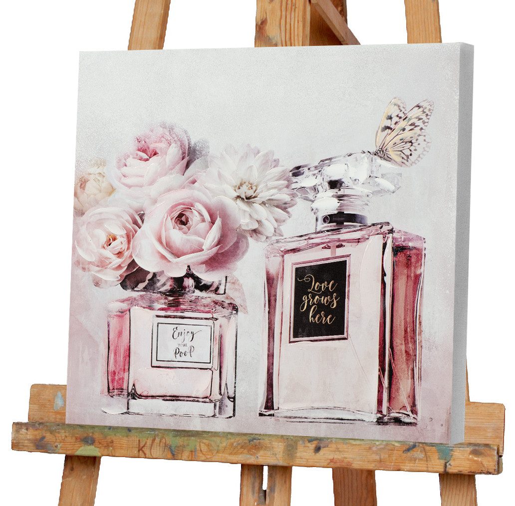 ArtUniverse Gemälde Leinwandbild Blumiges Parfüm 40 x 40 cm, Modern