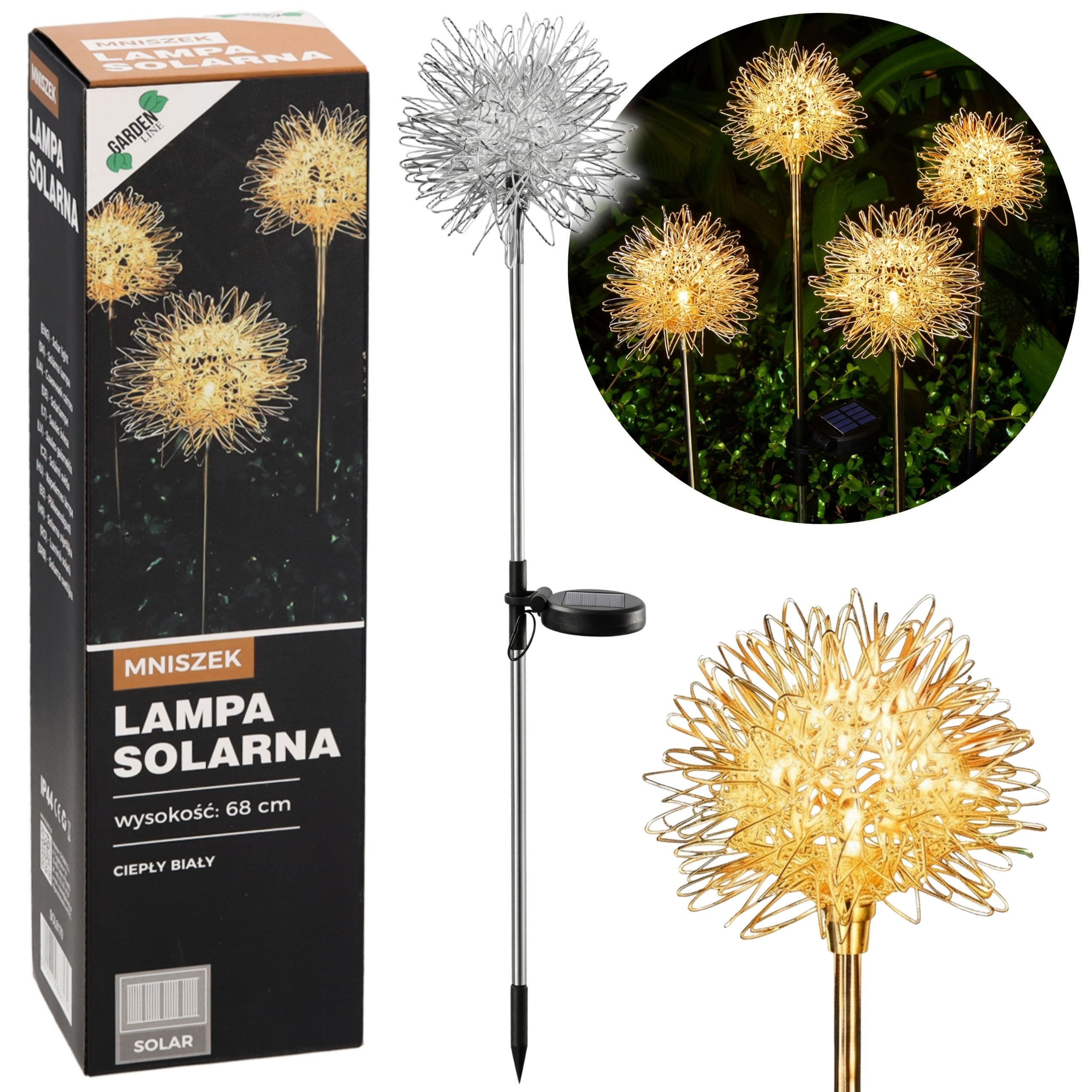 Sarcia.eu LED Solarleuchte Solar-Gartenlampe Löwenzahn, LED-Gartensteckdeko, warmweiß, 68 cm