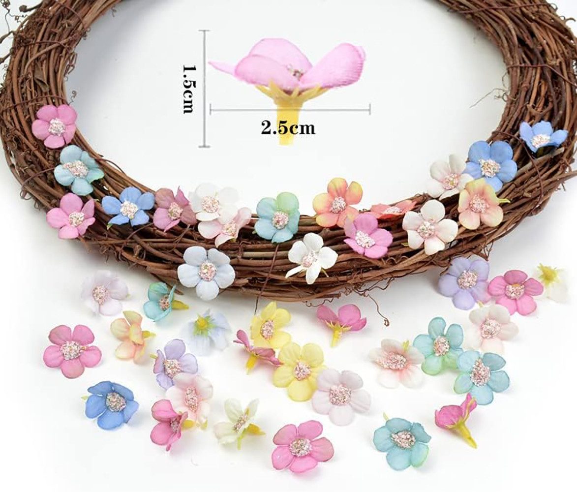 Kunstblume 120 Stück Mini Künstliche Blumen Streudeko Deko, FOUORTUNATE-BEE, für Haarschmuck,Hochzeitsdeko Tortendeko Frühling Streublumen