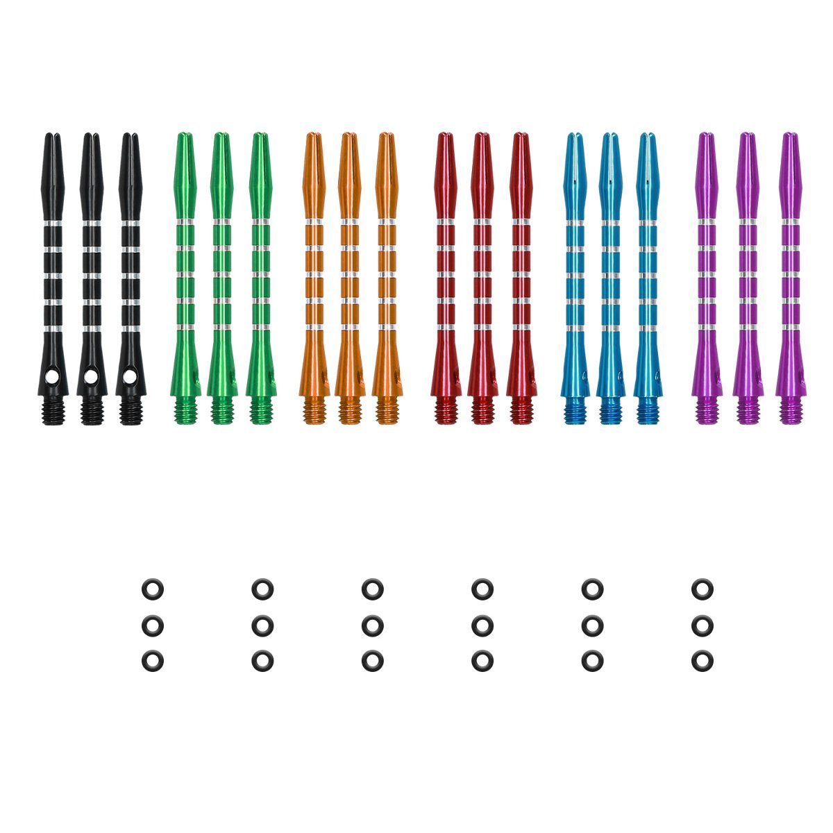 kwmobile Dartpfeil Dart Shafts Set mit Gummi Ring, aus Aluminium - 2ba Gewinde - 48mm lang Dartpfeil-Schäfte Dartschäfte