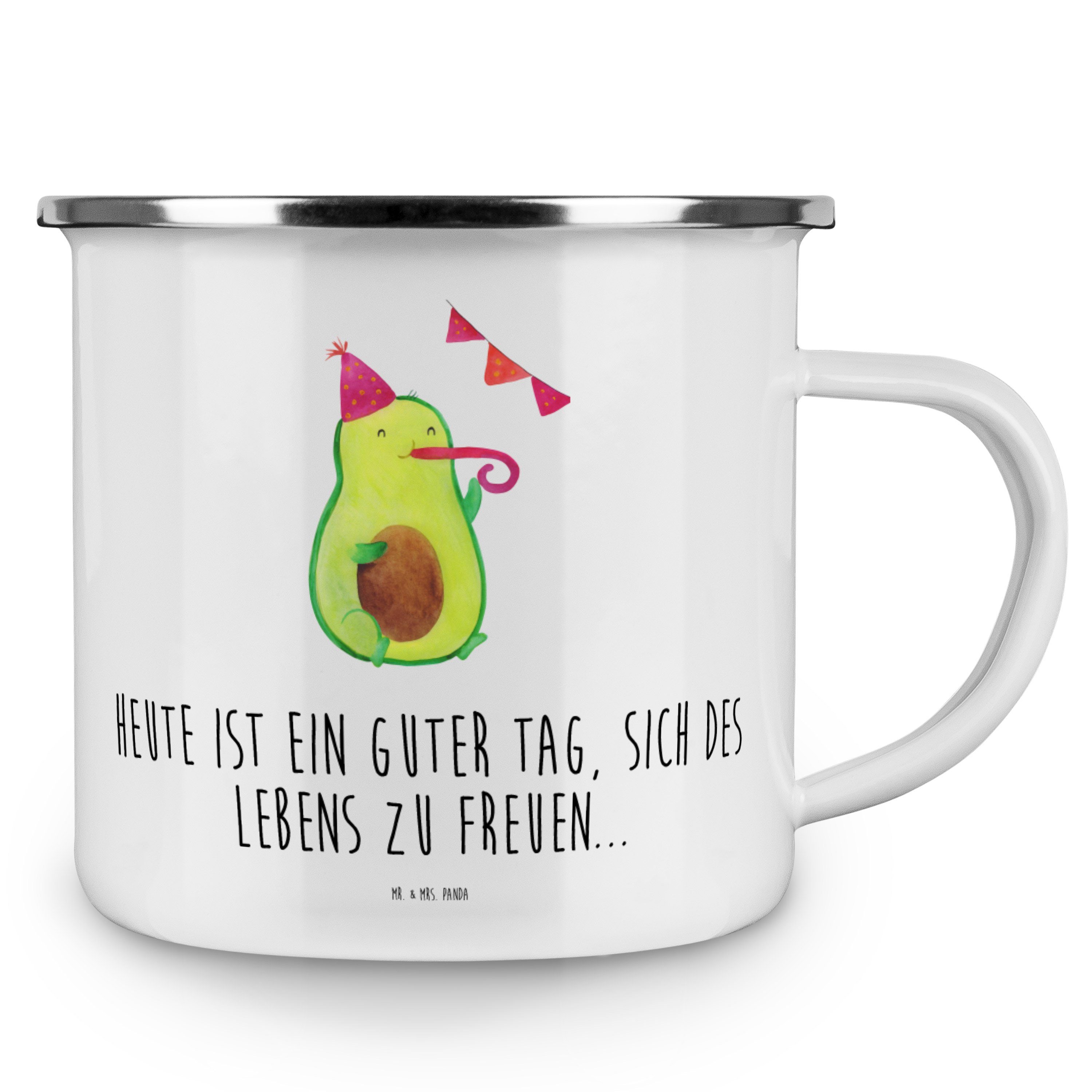 Emaille Mrs. Weiß Party Becher Avocado Campingbecher, Emaille Emaille Mr. & Panda Trink, - Geschenk, -