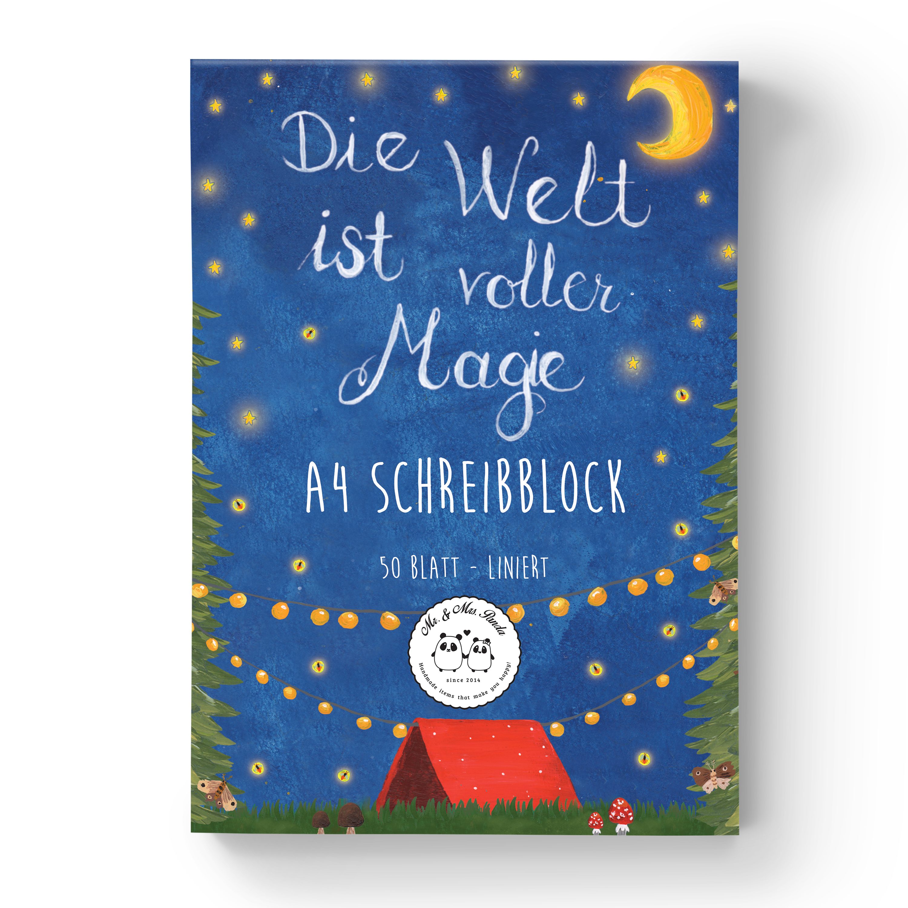 Mr. & Mrs. Panda Notizblock Die Welt ist voller Magie, A4 Schreibblock, Weiß, Briefblock, Dekorat