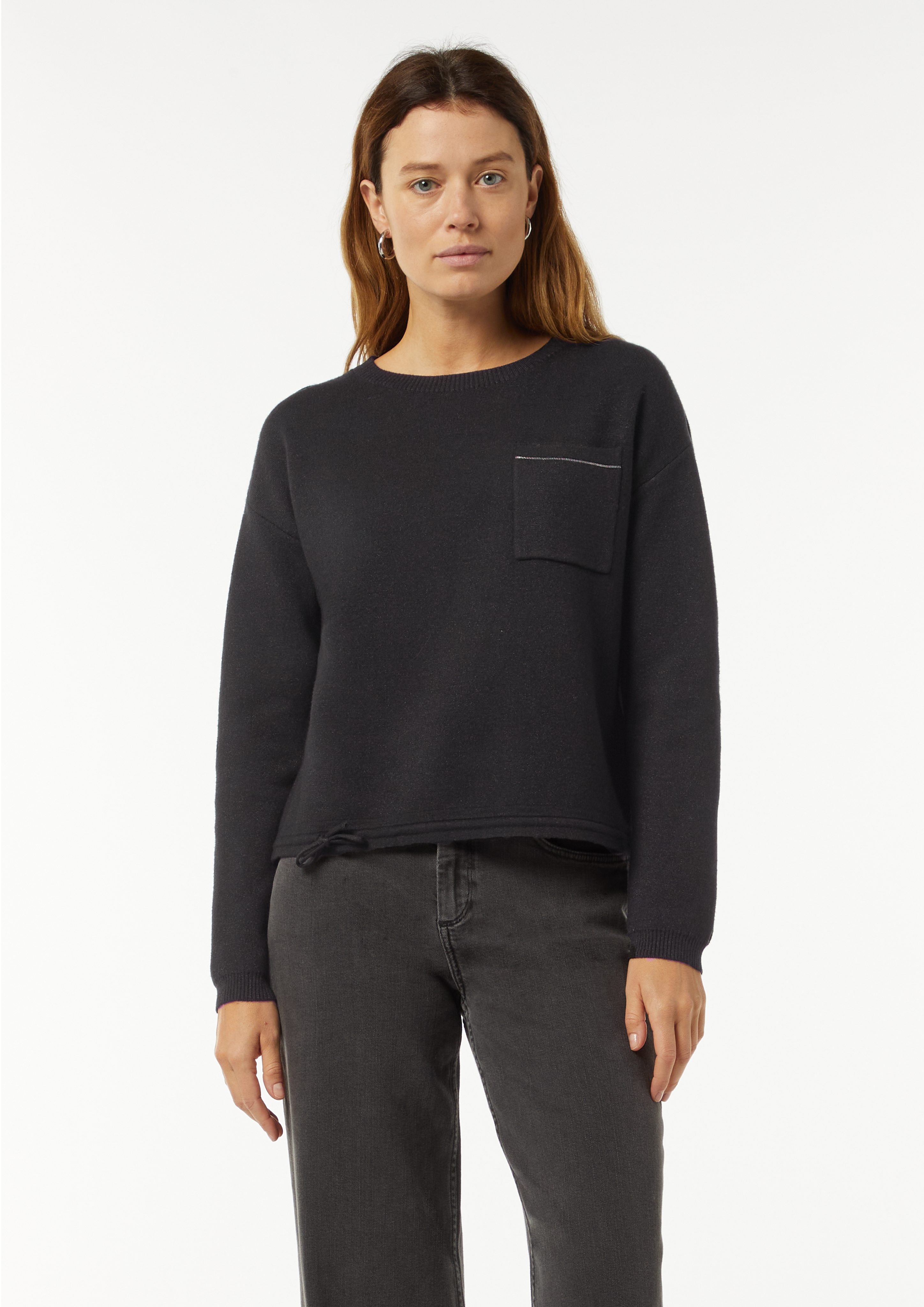 Comma Langarmshirt Strickpullover mit Schmuckdetail und günstig online kaufen