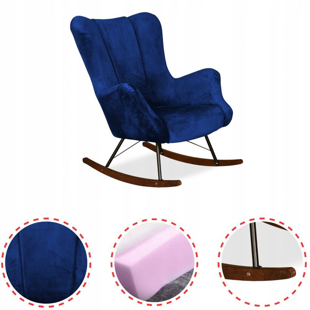 Family Meble Sessel Family Meble Vika Schaukel-Ohrensessel Royal 22 Blau 78x87x100 cm