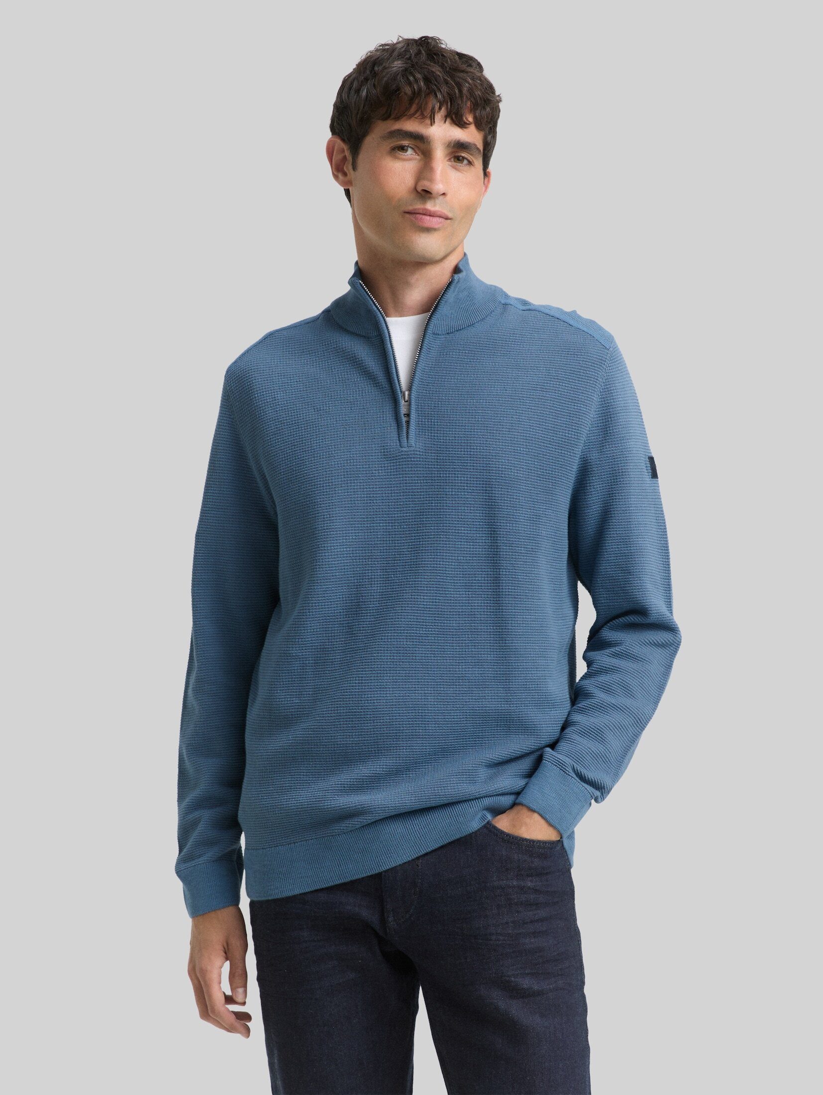 TOM TAILOR Strickpullover Pullover & Strickjacken Troyer Strickpullover aus Baumwolle