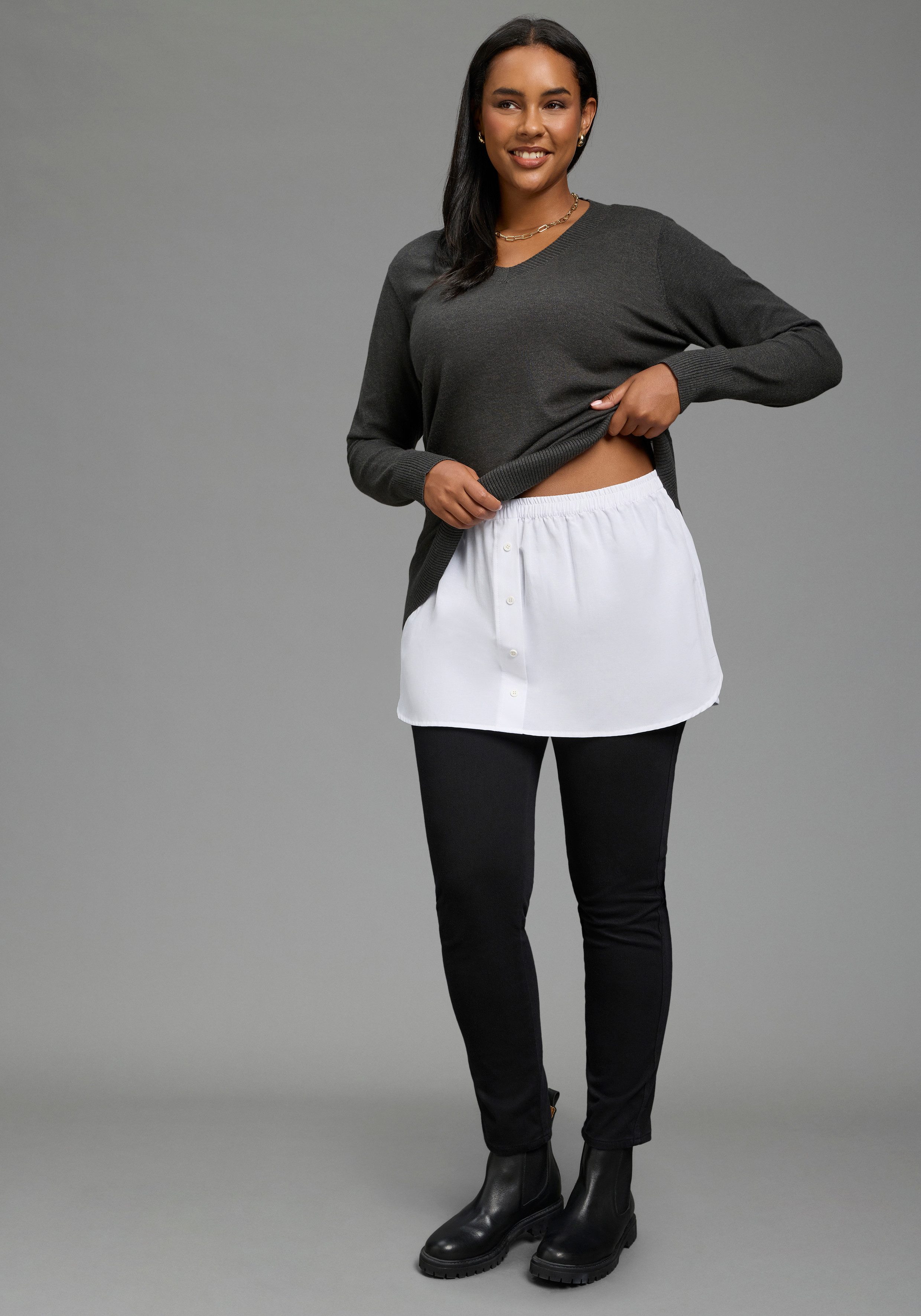 Laura Scott CURVE Longbluse Blusenverlängerung Große Größen (Packung, 2er-Pack) femininer Stil, aus Baumwolle und Polyester, po-bedeckende Länge – Bild 5 von 5