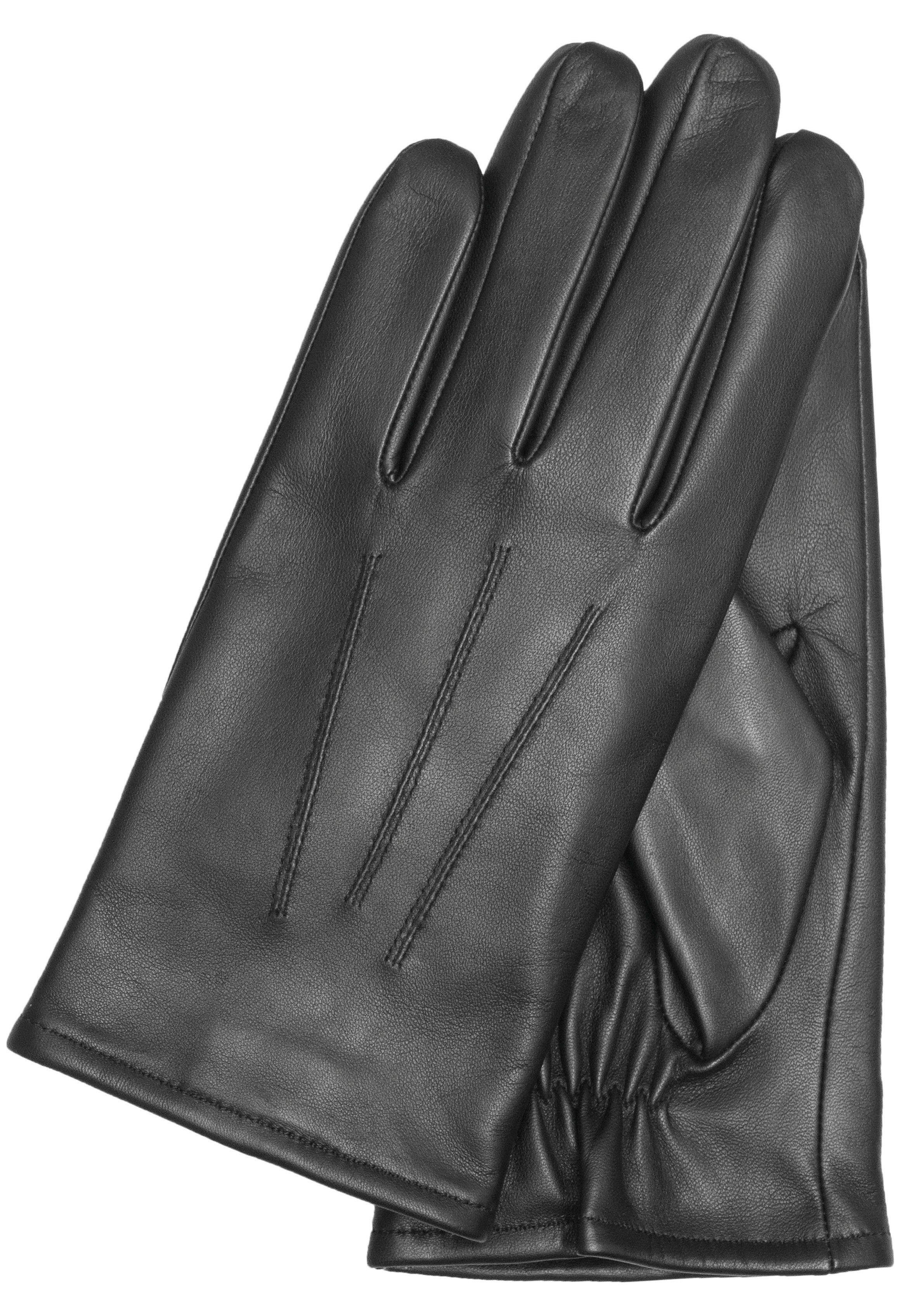KESSLER Lederhandschuhe Liam Touchfunktion, schlanke black Passform, Zierbiesen