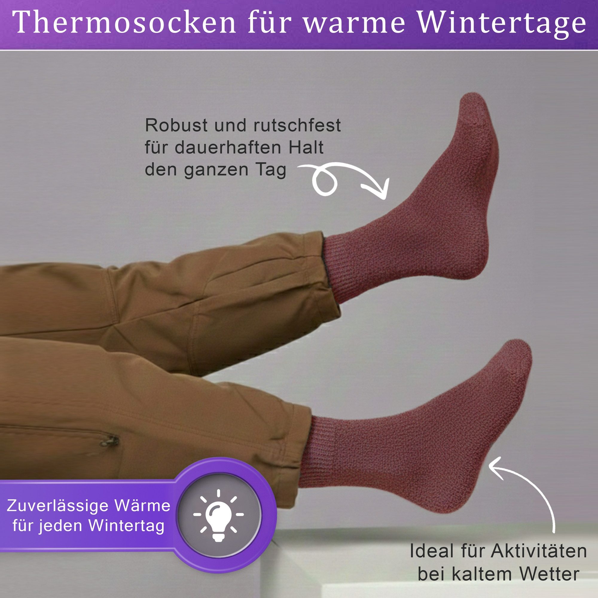 German Wear Kuschelsocken GW272 3er Pack Terrysocken (3er-Pack) Frottee-Baumwollsocken – für das ganze Jahr geeignet