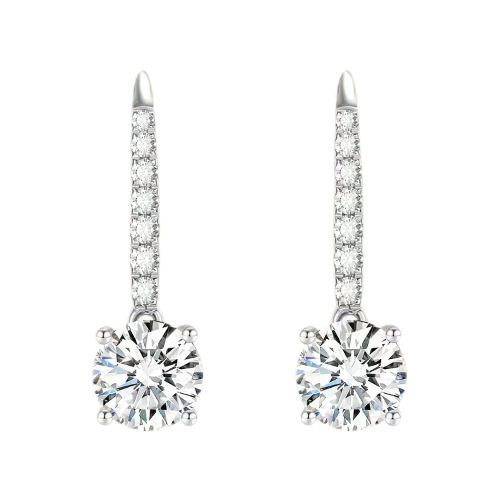 Jumpeak Paar Ohrstecker Diamantohrstecker für Damen,Ohrstecker mit Diamantreihe,1 Karat, D VS1, 585er Gold, Geschenk zum Frauentag, Geschenk für sich selbst