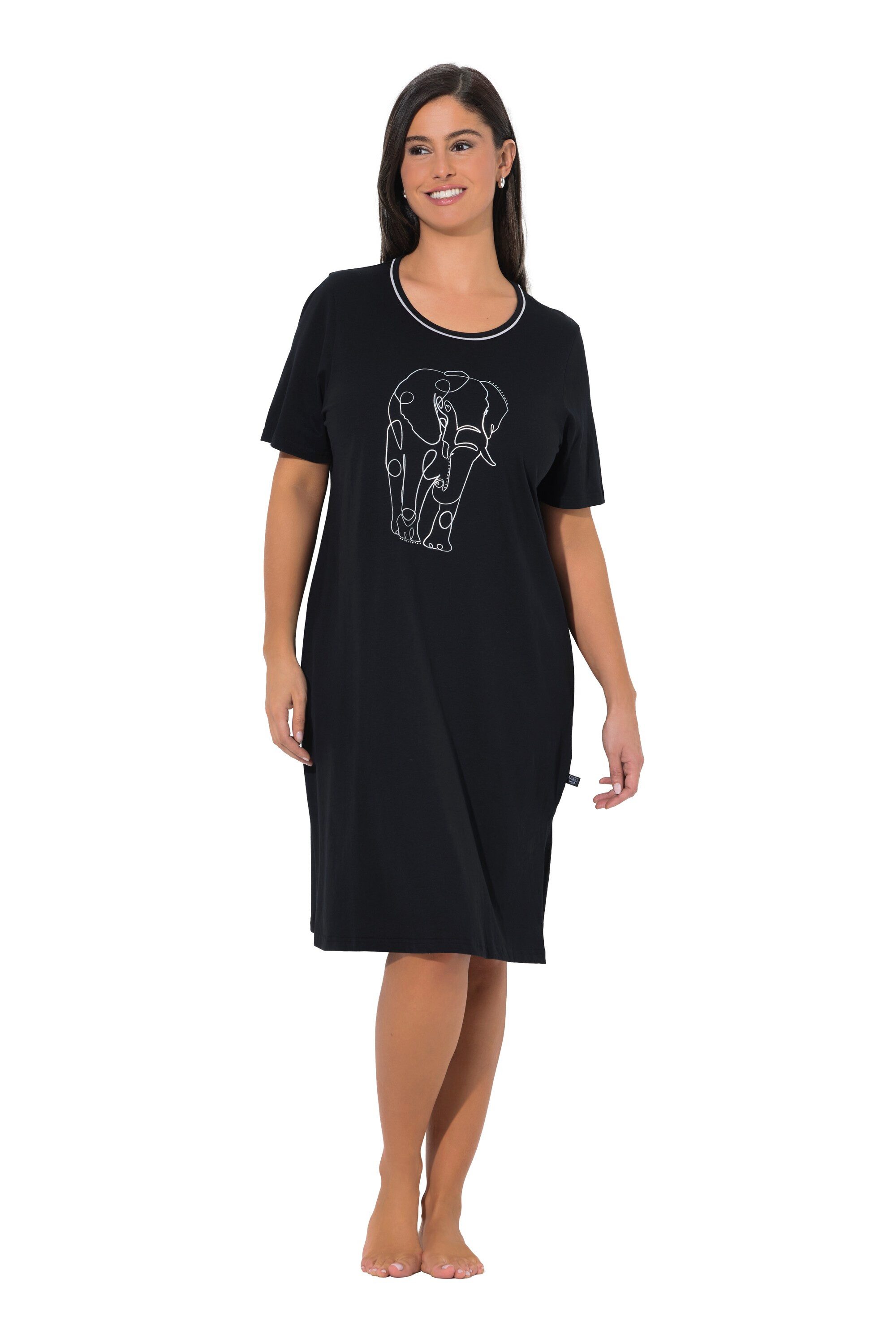 Ulla Popken Bigshirt Bigshirts 2er-Pack Ziersteine/Safari Rundhals