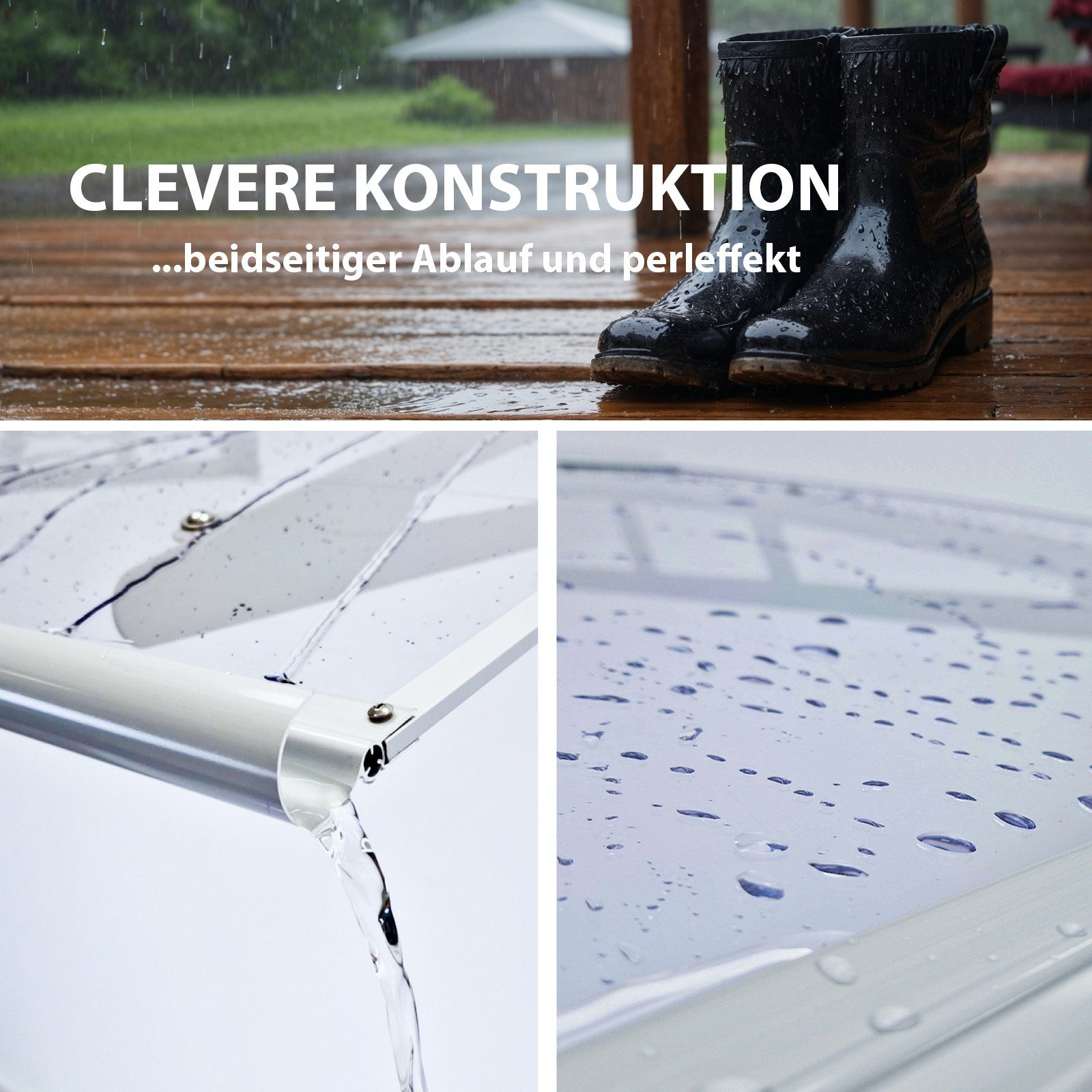 TRUTZHOLM Vordach 115 x 80 cm Aluminium Türdach Türvordach Haustürvordach Überdachung (1 St)