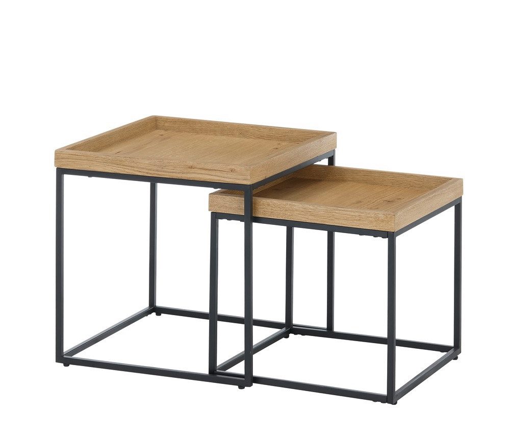 MCA furniture Couchtisch Couchtisch Ubeda, 2-teilig, Eiche / schwarz (2 Set), Breite 50/42 cm,Tischplatte aus Holz