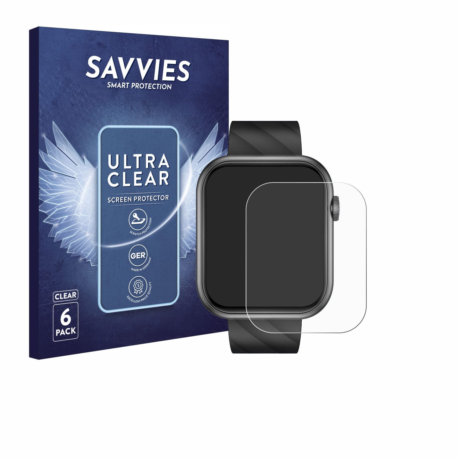 Savvies Displayschutzfolie Schutzfolie für Braidol Smartwatch 1.96", 6 Stück, Displayschutz Schutz Folie Klar Transparent