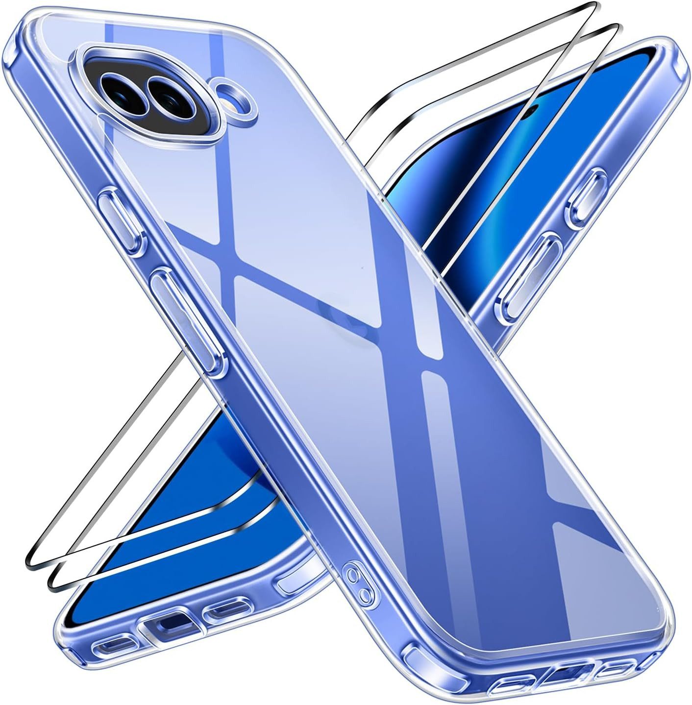 MSM Protech Handyhülle Hülle + 2X Schutzglas für Google Pixel 10A Panzerfolie Full Case Klar
