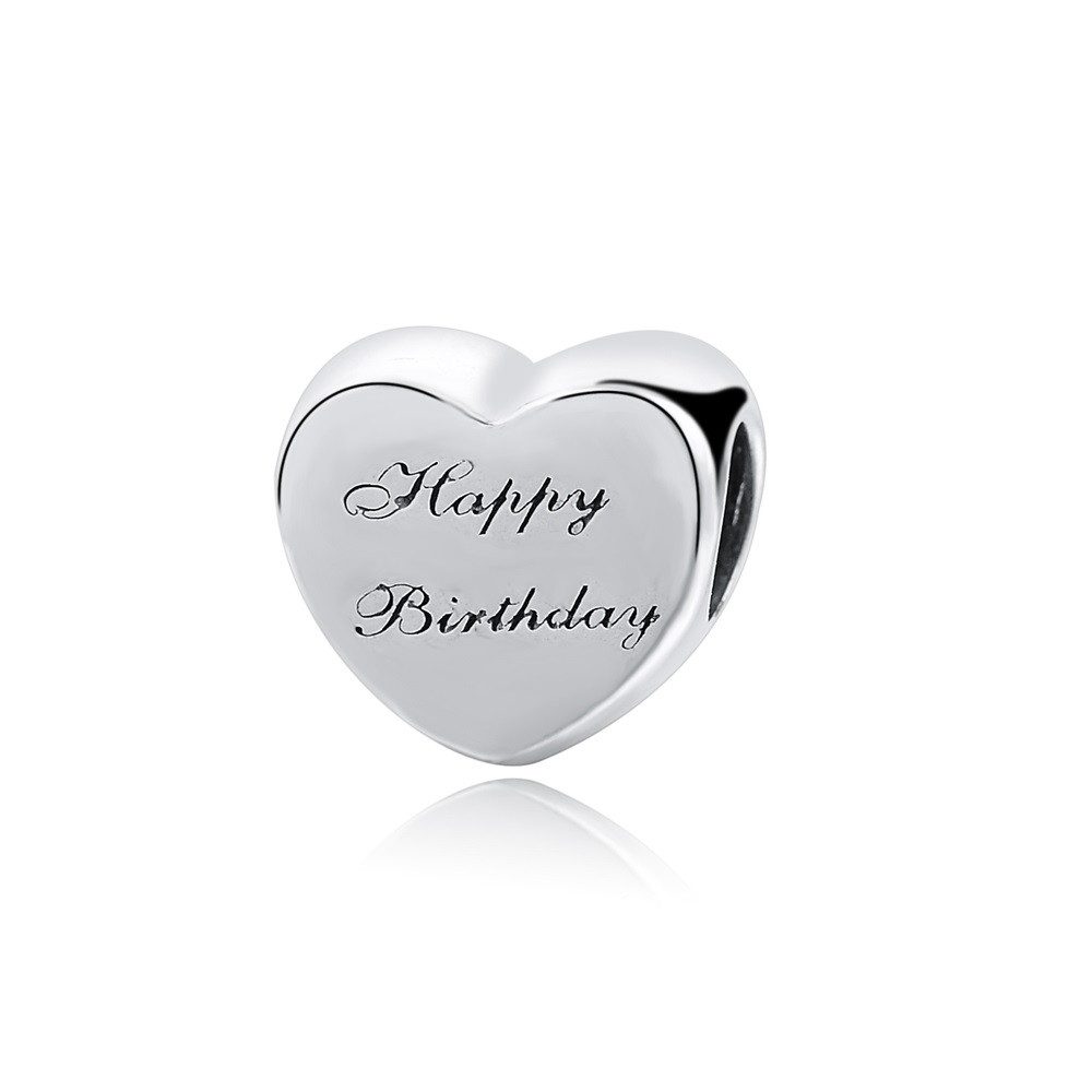 Bead Happy Birthday Herz Charm für Charm Armband, 925er Sterling Silber