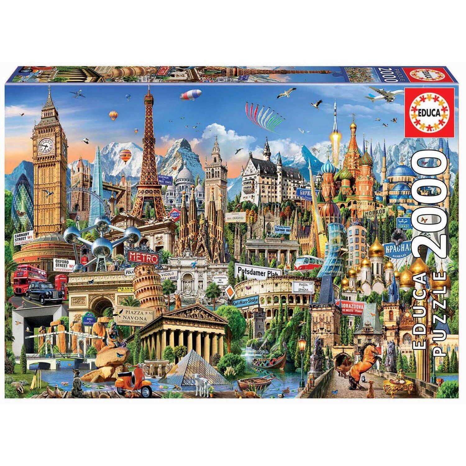 Educa Puzzle Wahrzeichen von Europa, 2000 Puzzleteile