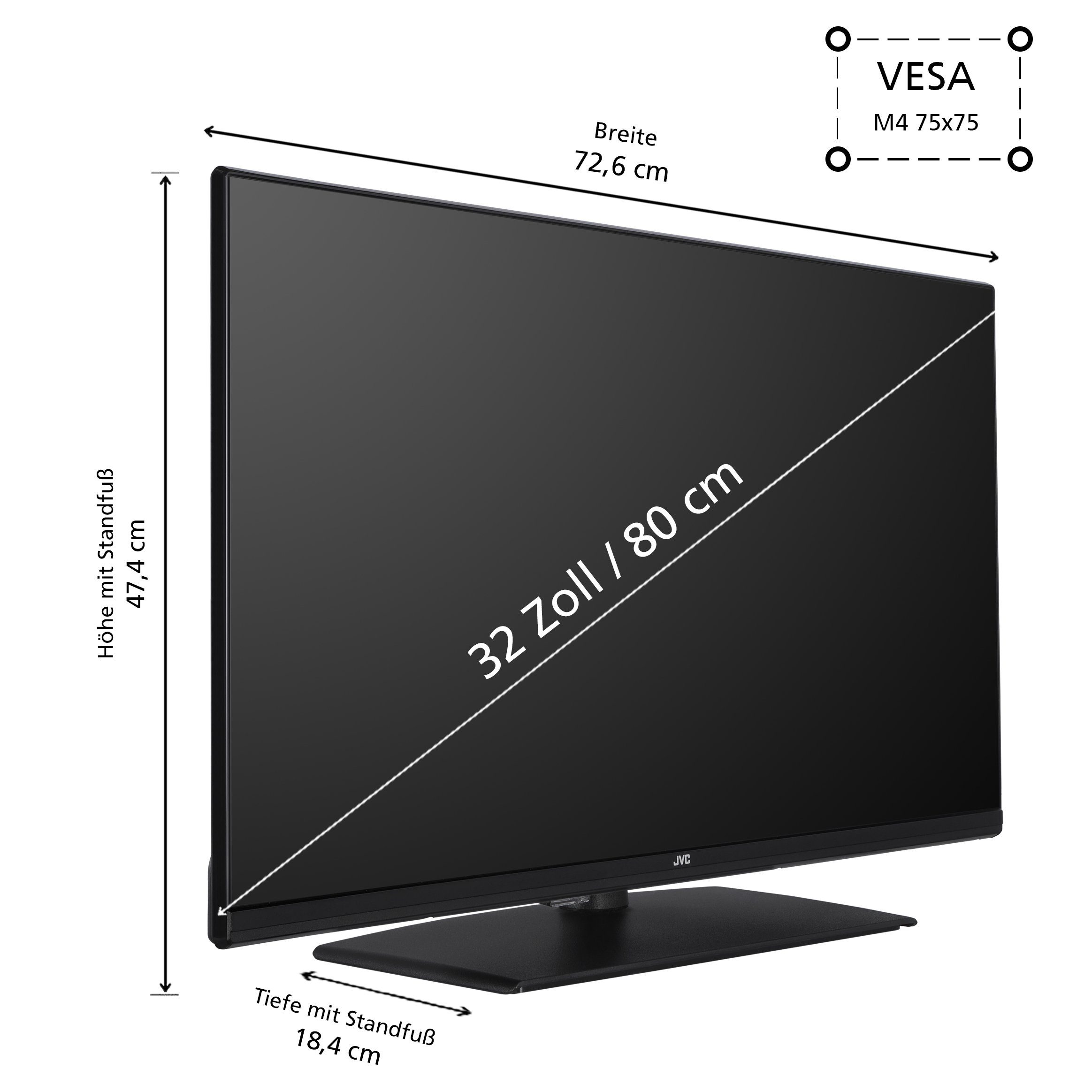 JVC LT-32VH4455 LCD-LED Fernseher (80 cm/32 Zoll, HD-ready, Triple-Tuner, USB-Mediaplayer)  ! RABATT: 18.2%