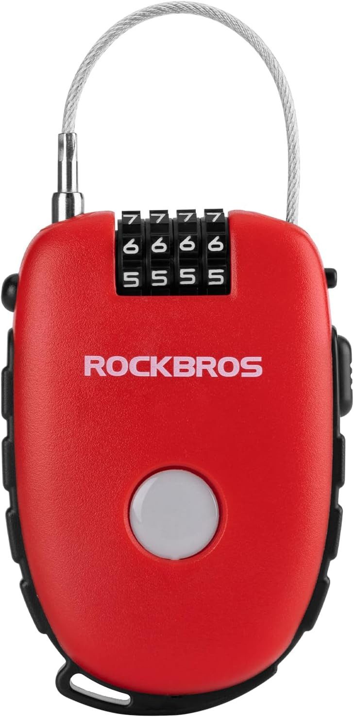 ROCKBROS Kabelschloss Einziehbares Kabelschloss mit 4-stelligem Code, 94cm flexibel tragbar.