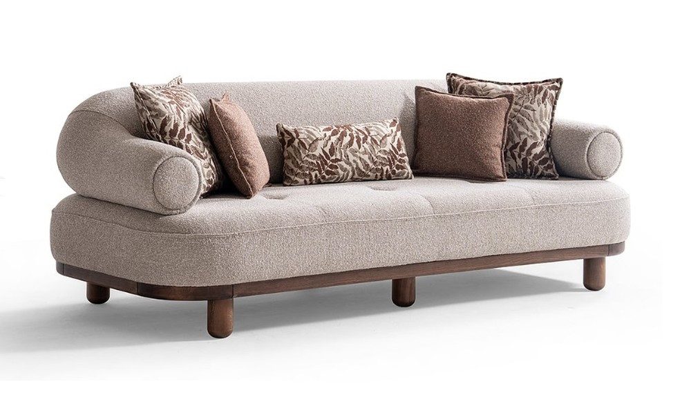 JVmoebel 3-Sitzer Beiger Polster Dreisitzer Designer Textilsofa Wohnzimmer, 1 Teile, Made in Europa
