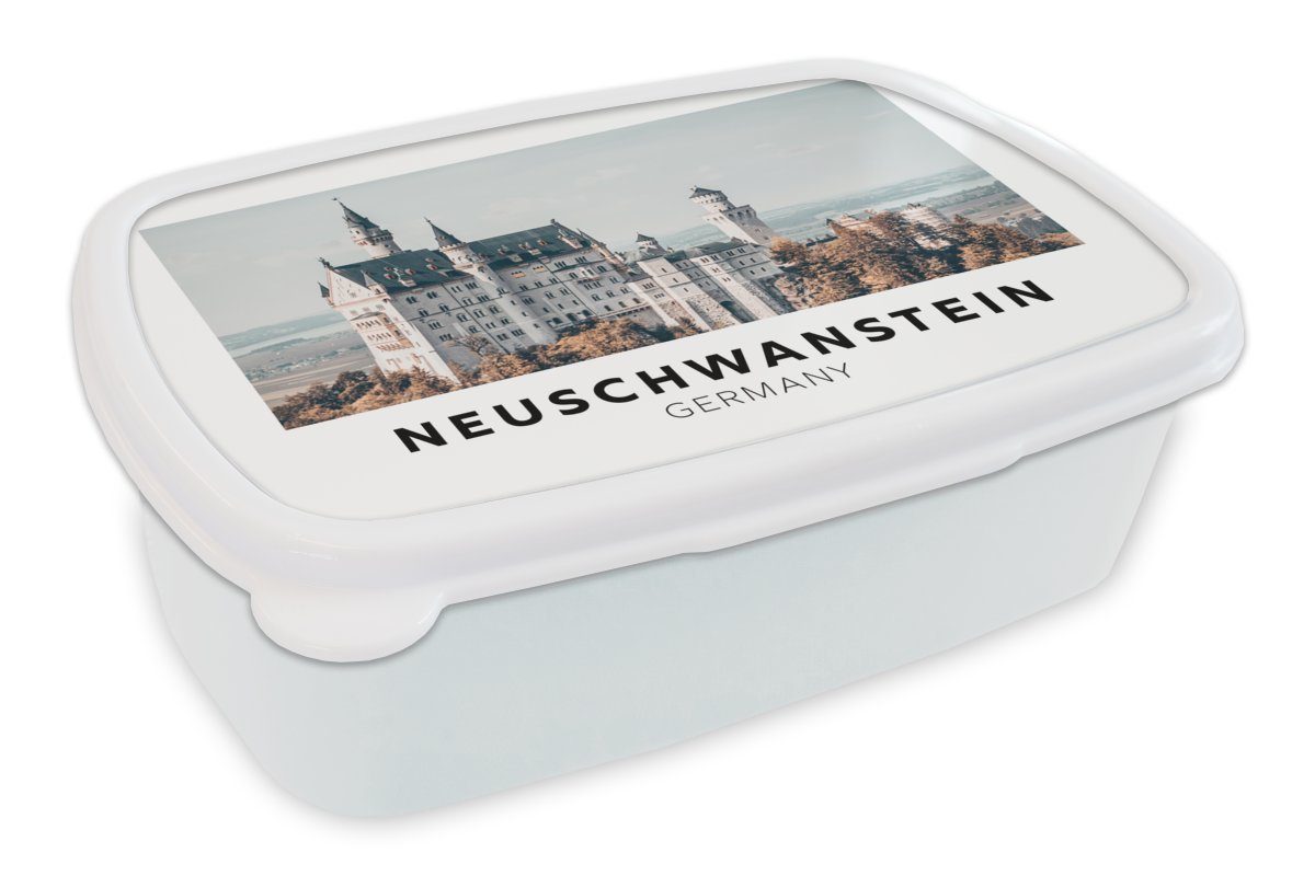 MuchoWow Lunchbox Deutschland - Schloss - Architektur, Kunststoff, (2-tlg), Brotbox für Kinder und Erwachsene, Brotdose, für Jungs und Mädchen weiß