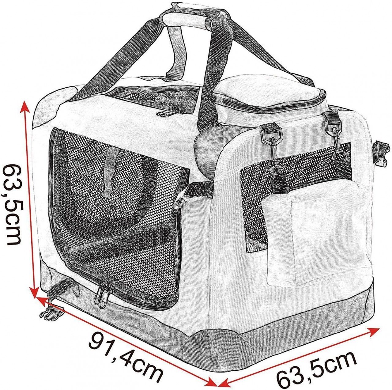 Thumbnail - EUGAD Tiertransporttasche bis 32,00 kg, faltbar Hundetransportbox Grau