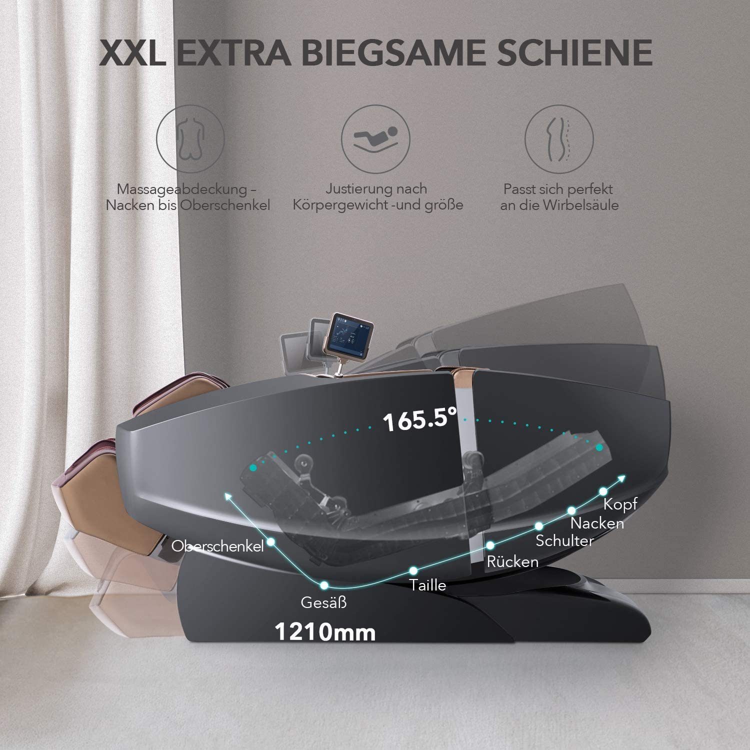 NAIPO Massagesessel 4D High-End Massagestuhl mit Tablet, Space Capsule