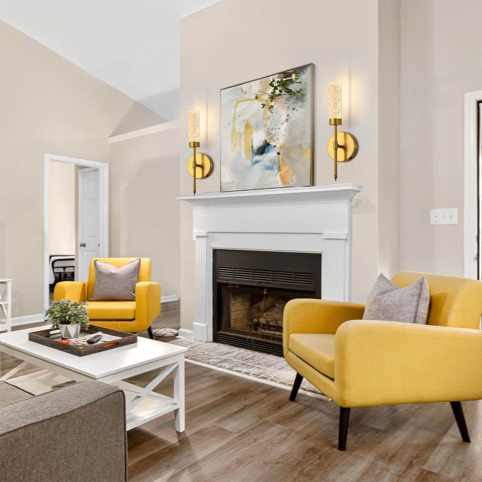 MUPOO LED Wandleuchte Kabellose Akku Wandleuchte mit Fernbedienung, 3 Farbtemperaturen, Timer, Dimmbar - ideal für Schlafzimmer, Flur & mehr - Gold​