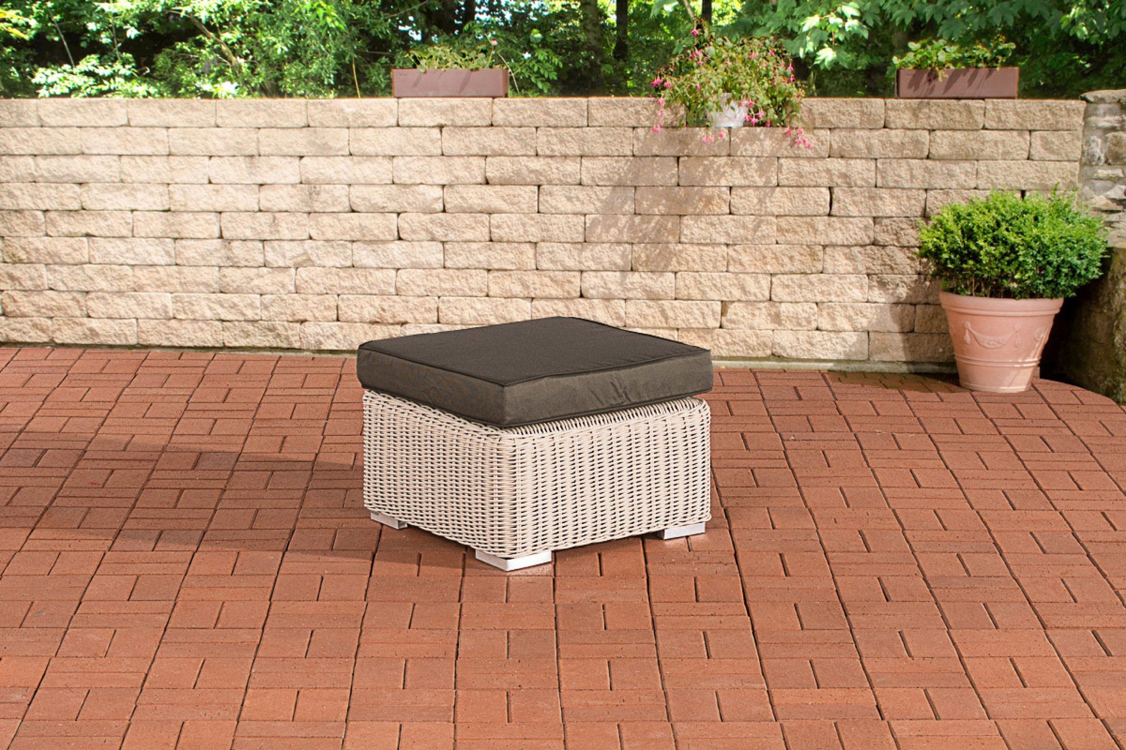 TPFGarden Fußhocker Billy (Farbe - Korpus: perlweiß Sitzkissen: anthrazit), modernes Design