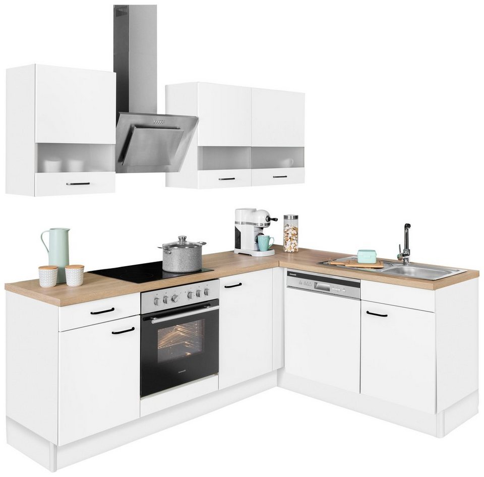 OPTIFIT Winkelküche Elga, Premium-Küche, Soft-Close-Funktion, Vollauszug,  Stellbreite 225x175cm