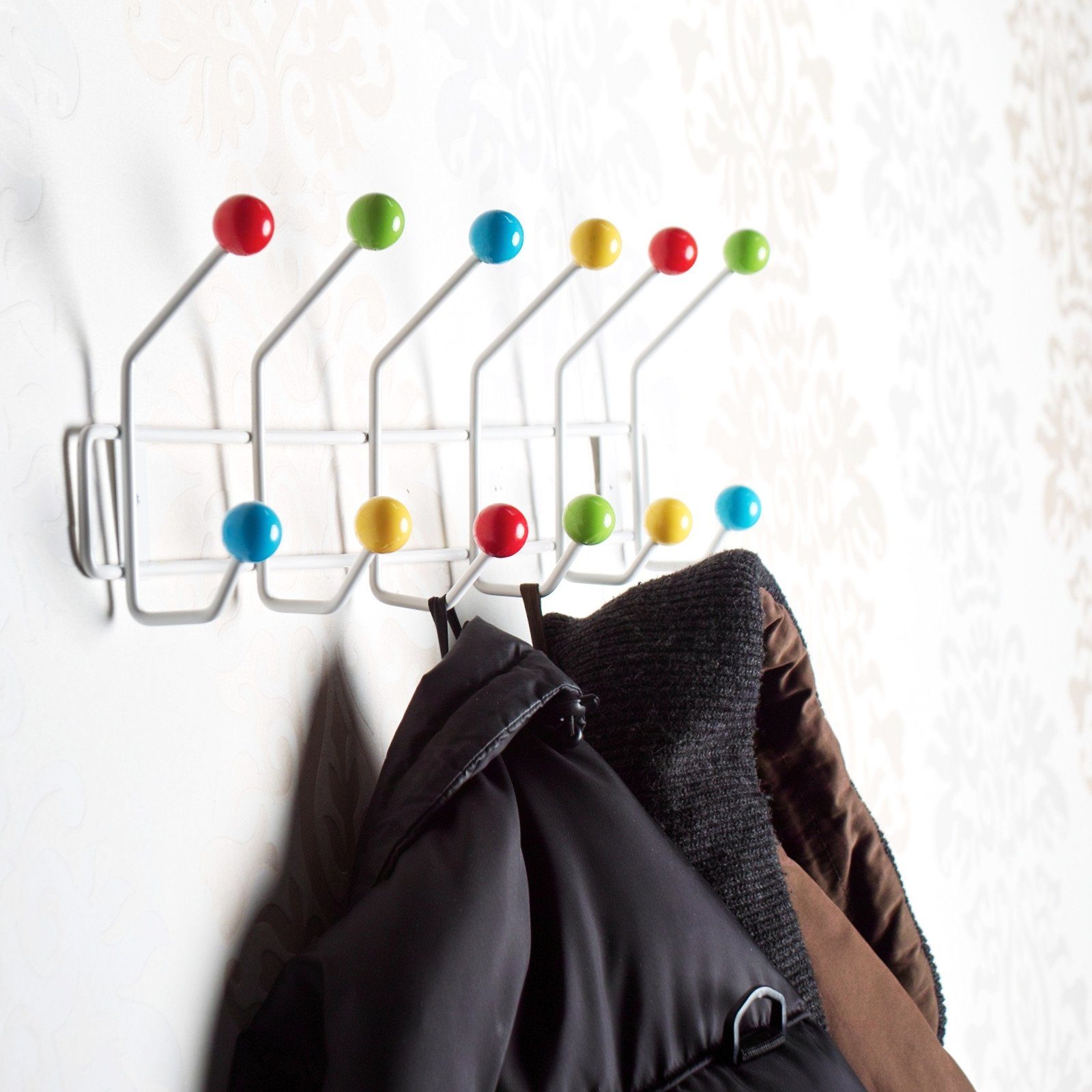 DESIGN DELIGHTS Wandgarderobe GARDEROBENLEISTE COLOUR BALL, farbenfrohe Wandgarderobe mit 12 Kugeln