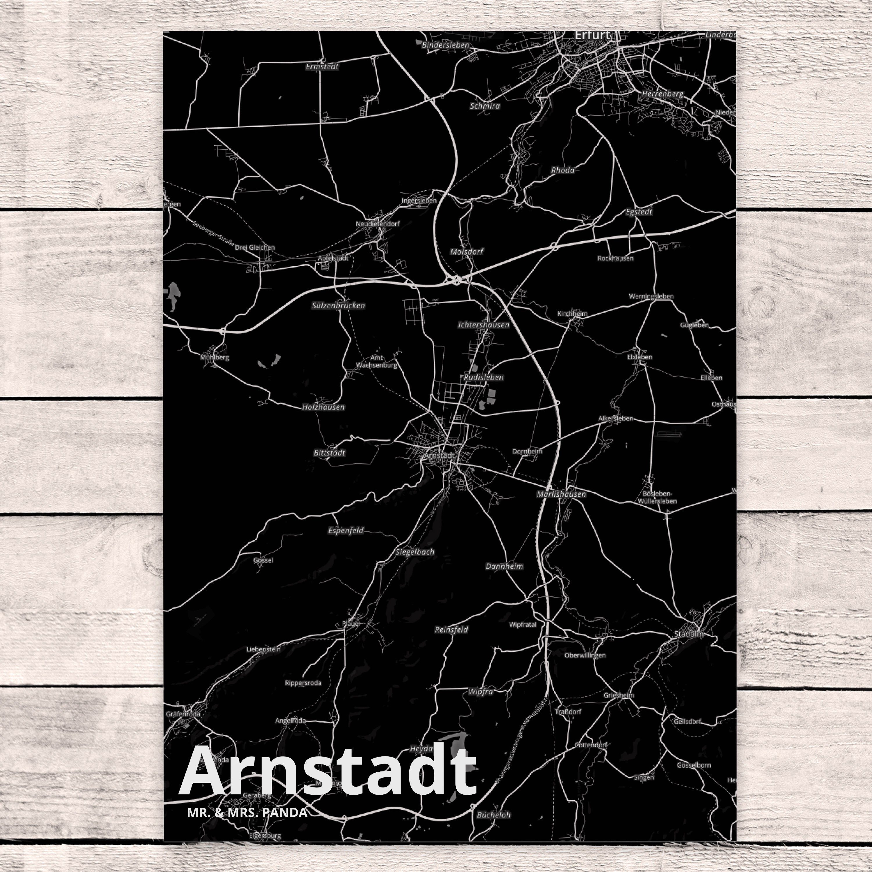 - Geschenk, Postkarte Stadt Mrs. Städte, Panda Landkarte Mr. & Dorf Dankeskarte, Arnstadt Karte