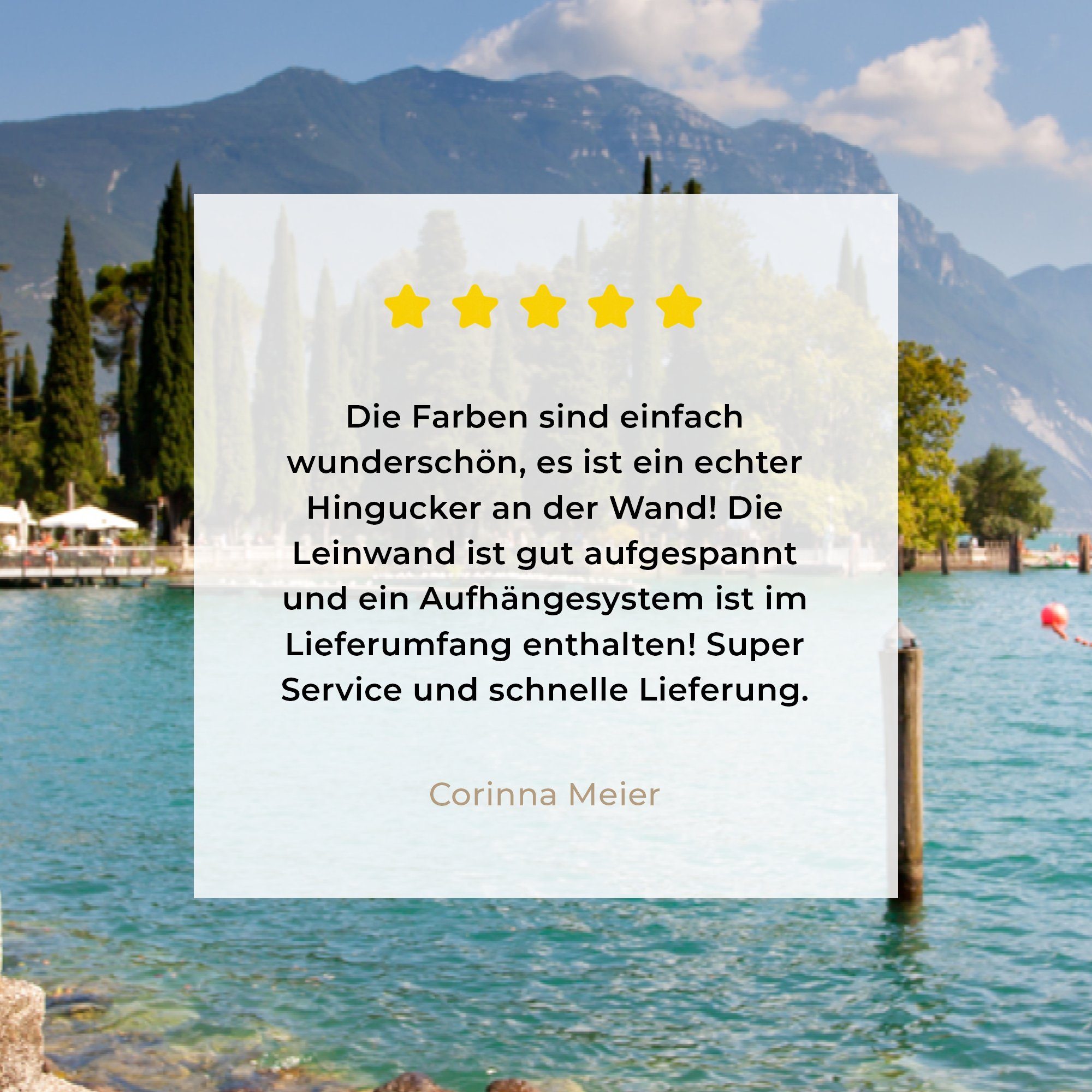 OneMillionCanvasses® Leinwandbild Gardasee - Küste - Wasser, Fotodruck (1 St), Wandbild, Deko Schlafzimmer Wohnzimmer Flur 20x20 cm – Bild 5 von 5