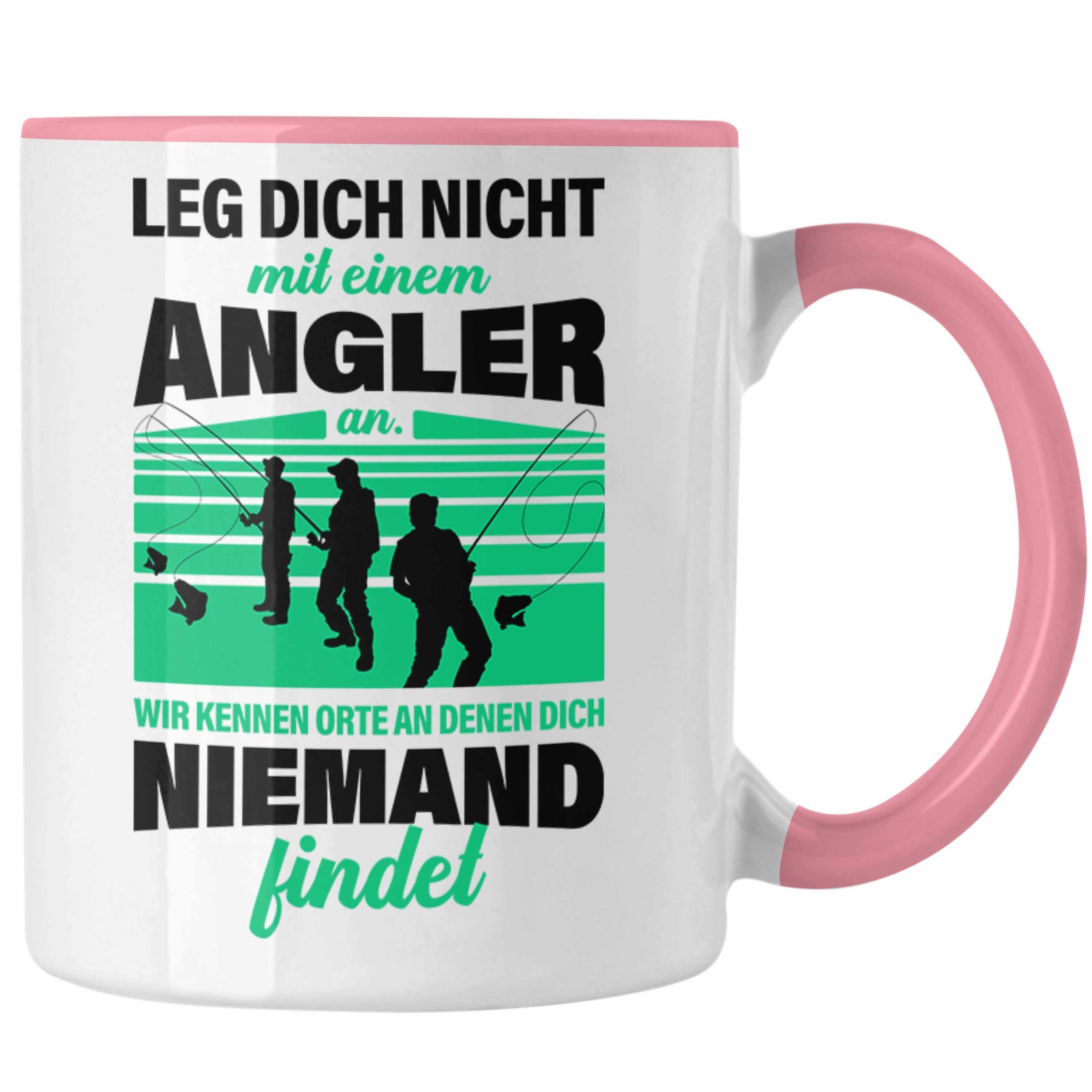 Trendation Tasse Trendation - Angler Tasse Geschenk für Männer Spruch Lustig für Fischer Geschenkidee Angeln Becher Rosa