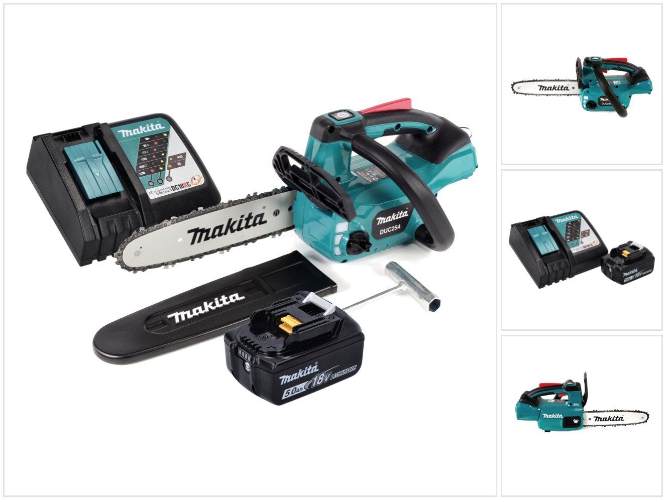 Makita Akku-Kettensäge DUC 254 RT1 18 V 25 cm Brushless + 1x Akku 5,0 Ah + Ladegerät
