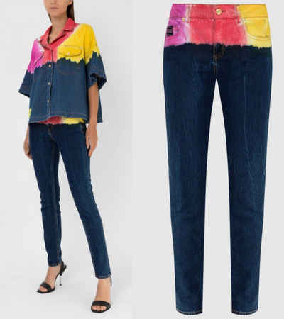 Versace 5-Pocket-Jeans VERSACE JEANS COUTURE TIE-DYE Slim Jeans Batic Denim Pants Trousers Ho