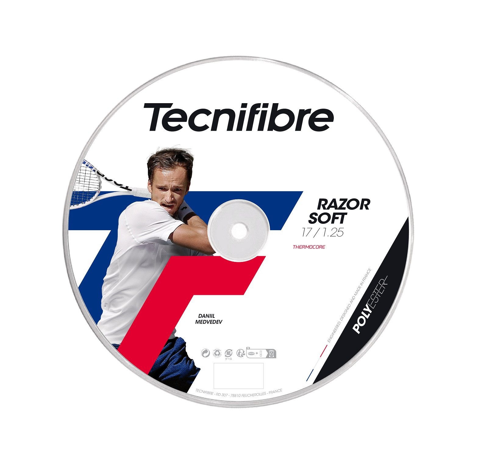 Tennissaite Razor Soft (Haltbarkeit+Allround) carbongrau 200m Rolle