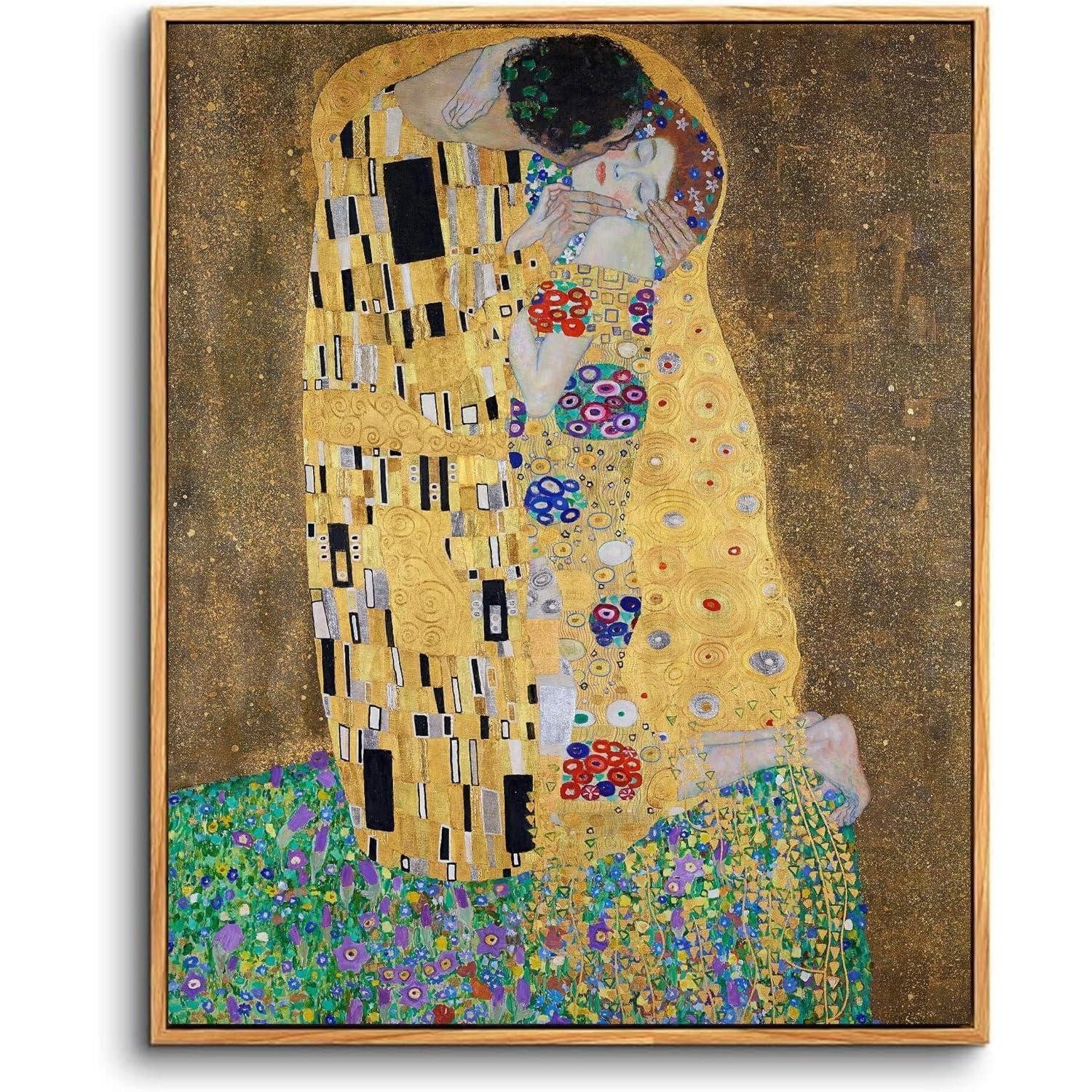 LuxusKollektion Leinwandbild Leinwandbild 50x75cm Holzrahmen Gustav Kuss-Rahmen Holz 75L x 50B cm