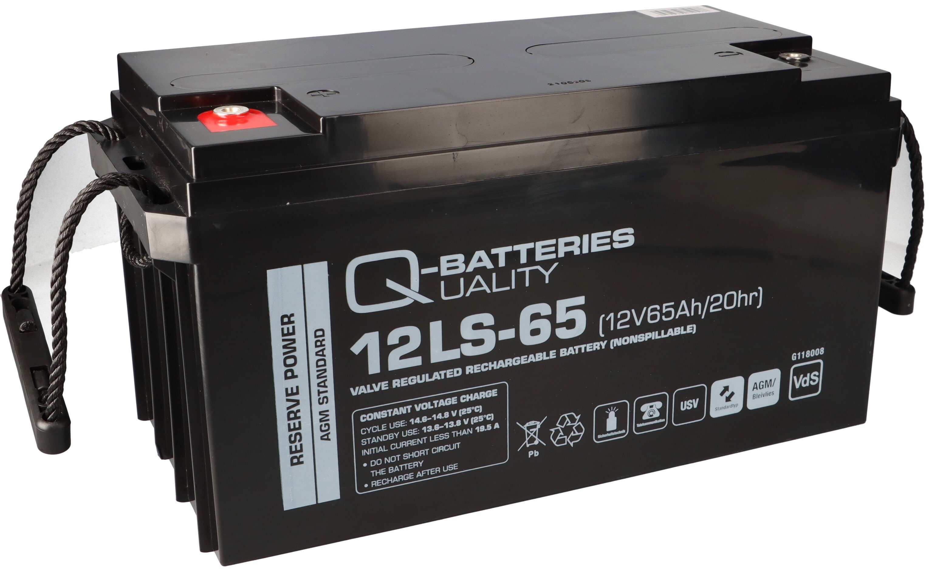 Q-Batteries Q-Batteries 12LS-65 12V 65Ah Blei-Vlies-Akku / AGM VRLA mit VdS Bleiakkus