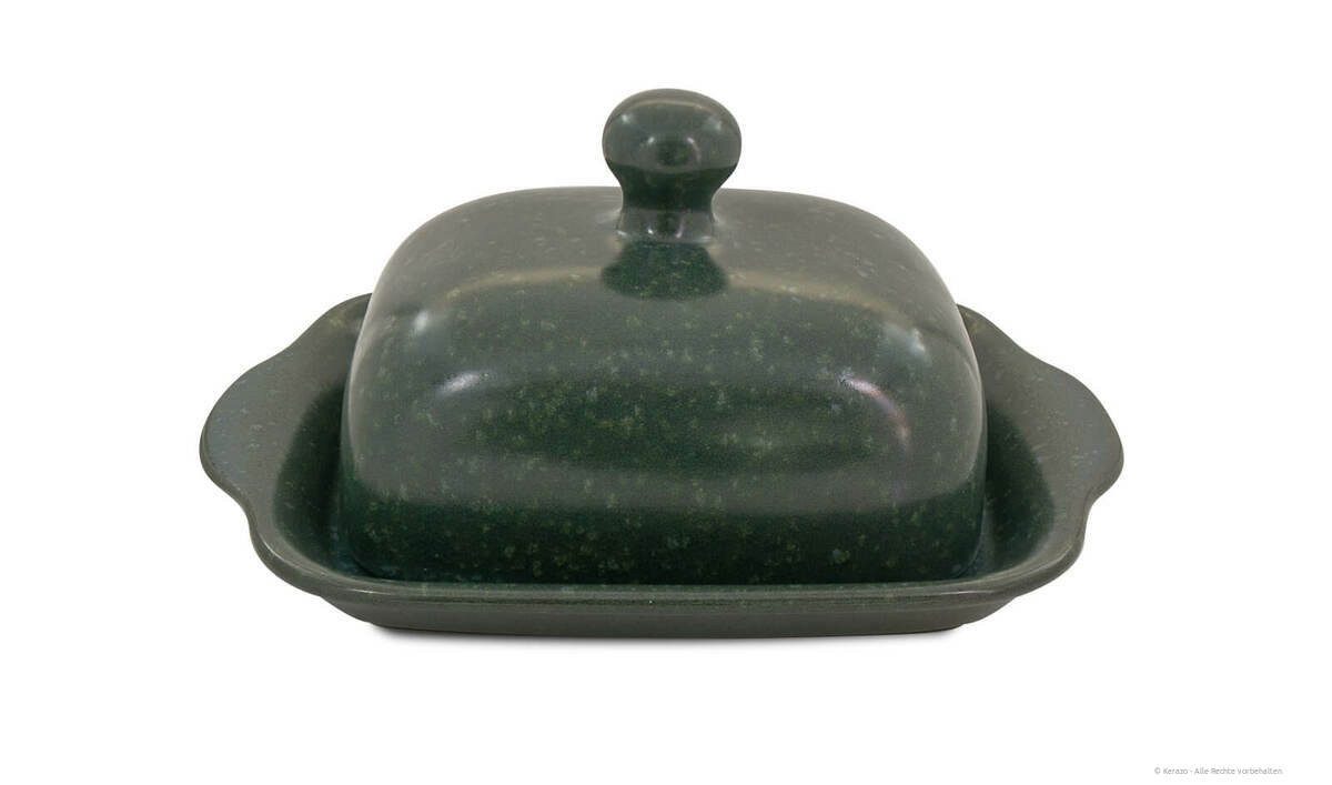 Bunzlauer Keramik Butterdose Bunzlauer Keramik Butterdose eckig für 250g (1Stück Butter) Dek ZIELON, Keramik