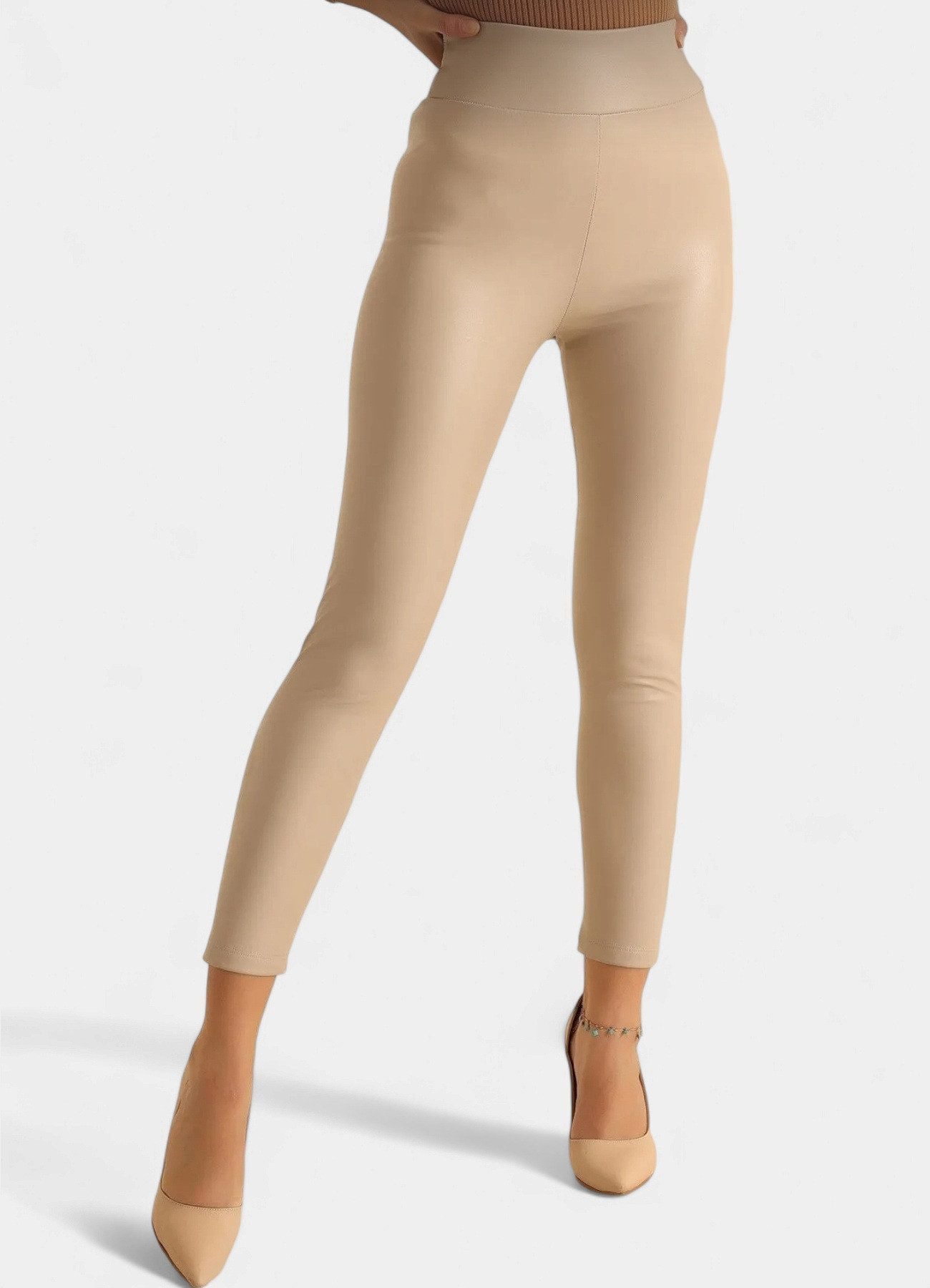 fashionshowcase Highwaist Leggings Highwaist Leggings Damen Kunstlederleggings Thermo Fleece-Futter für zusätzliche Wärme