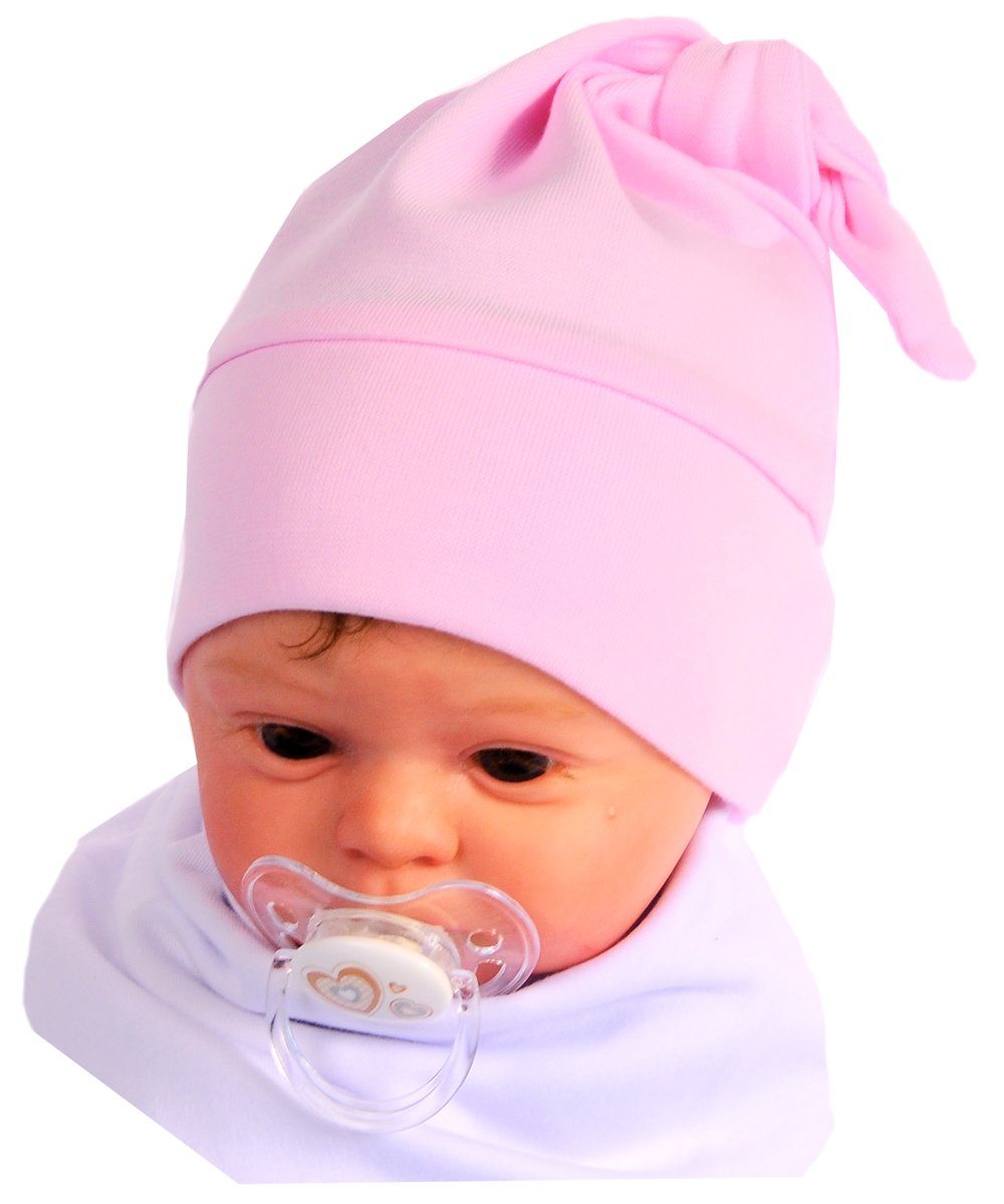 Mützchen Knotenmütze Rosa Baby Mütze La Neugeborene Baby für Bortini Erstlingsmütze