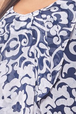 Zhenzi Jerseykleid ZHENZI Jerseykleid Knielang Layer-Look Sommerkleid Blumenkleid Blau