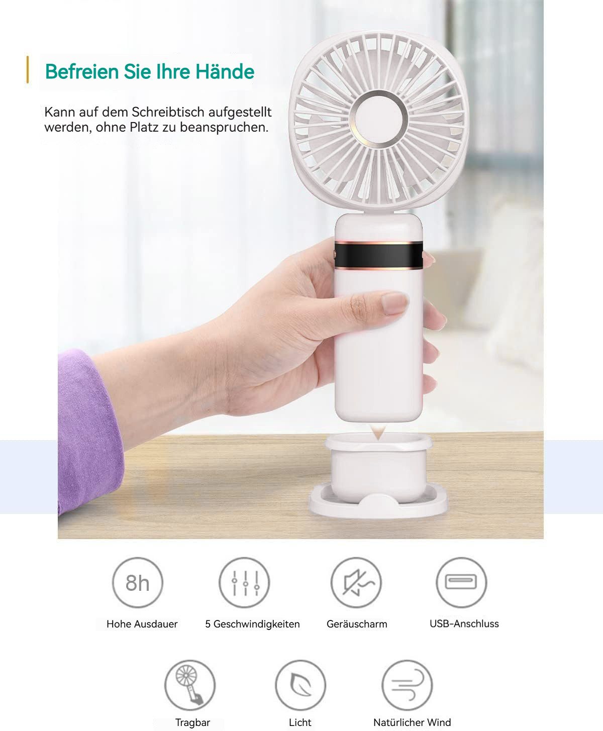 BlingBin Handventilator Tragbarer USB-Handventilator, Faltbarer Mini günstig online kaufen
