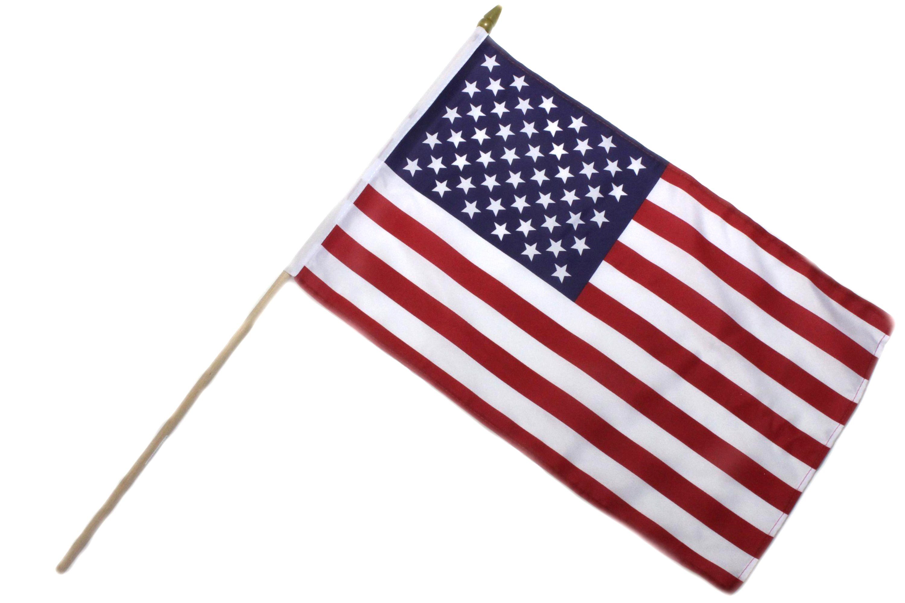 ELLUG Flagge Fahne Flagge 30x45cm doppelt umsäumt mit 60cm Holzstab Handfahne Stockflagge Banner Fan Sport USA