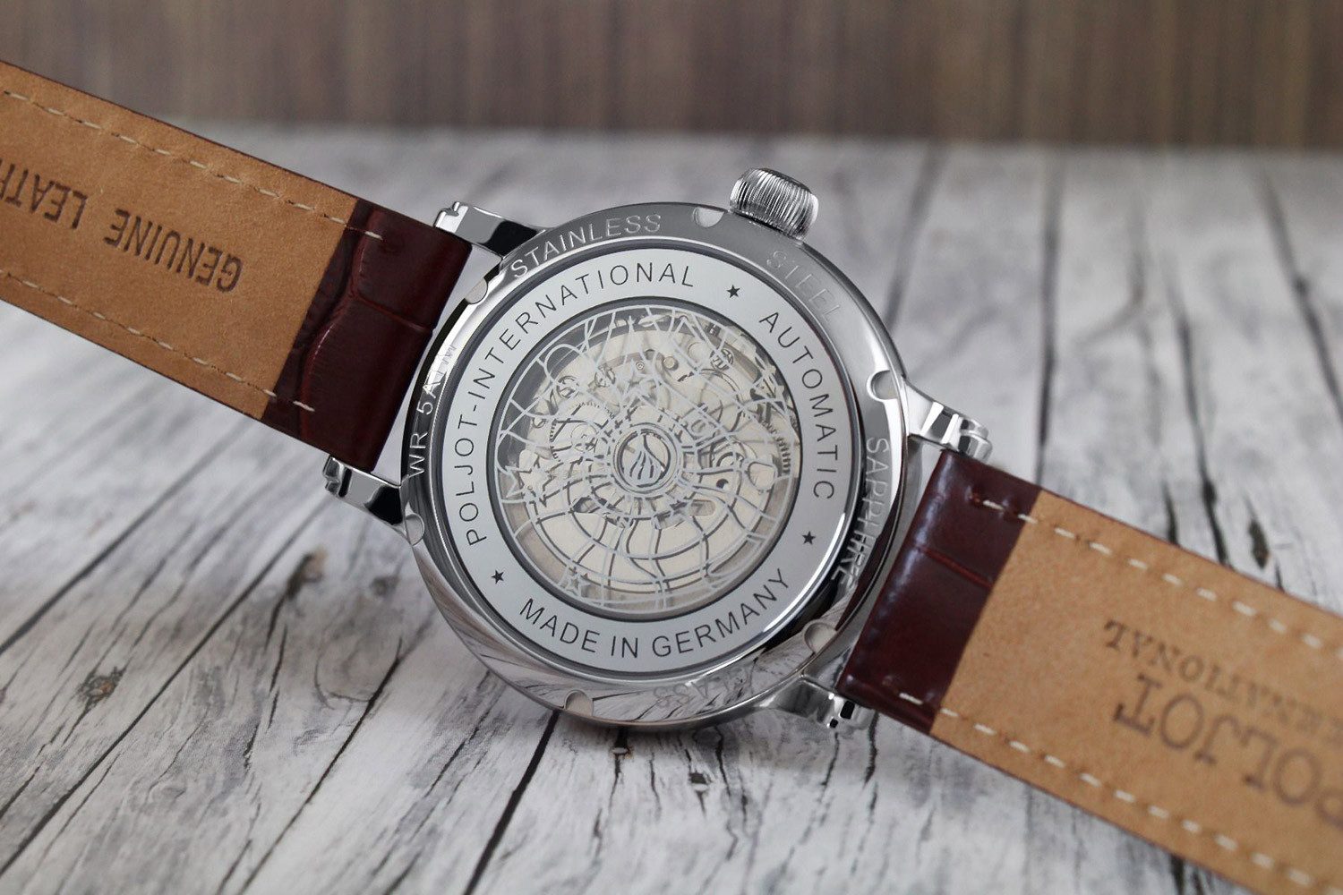 Poljot International Automatikuhr 38NH.4280811, Herrenuhr Automatik Jaros Open Heart Braun