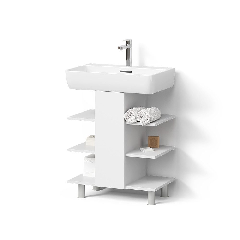 Livinity® Waschbeckenunterschrank Fucino, Weiß, 60 x 70 cm mit 6 Ablage günstig online kaufen