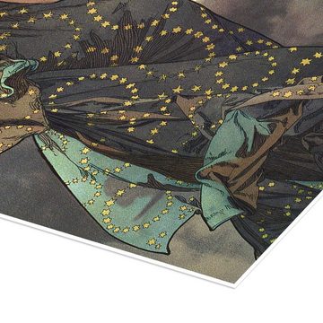 Posterlounge Poster Alfons Mucha, Der Mond und die Sterne - Der Mond, Schlafzimmer Vintage Malerei